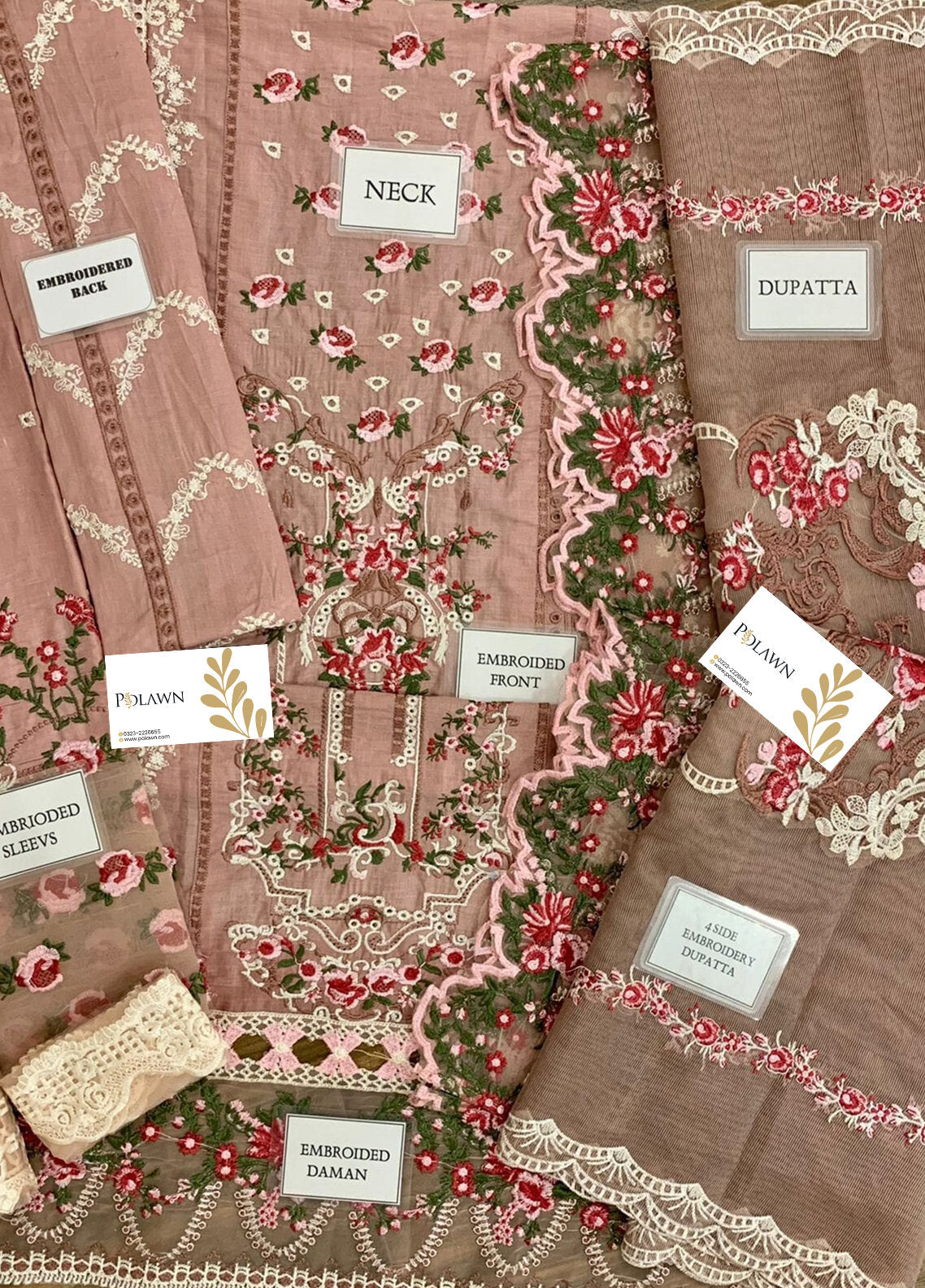 Embroidered Lawn 3 Piece Unstitched Suit EL-D03-A-MY-PINK-22-Summer Collection