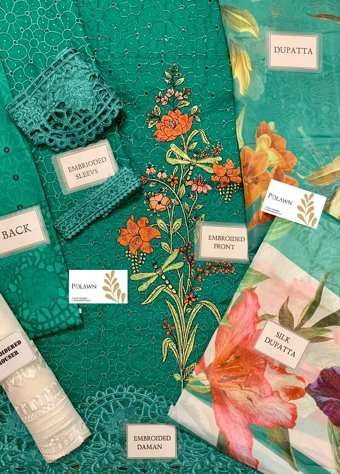 Embroidered Lawn 3 Piece Unstitched Suit MBL-D-2207-B-22 - Summer Collection