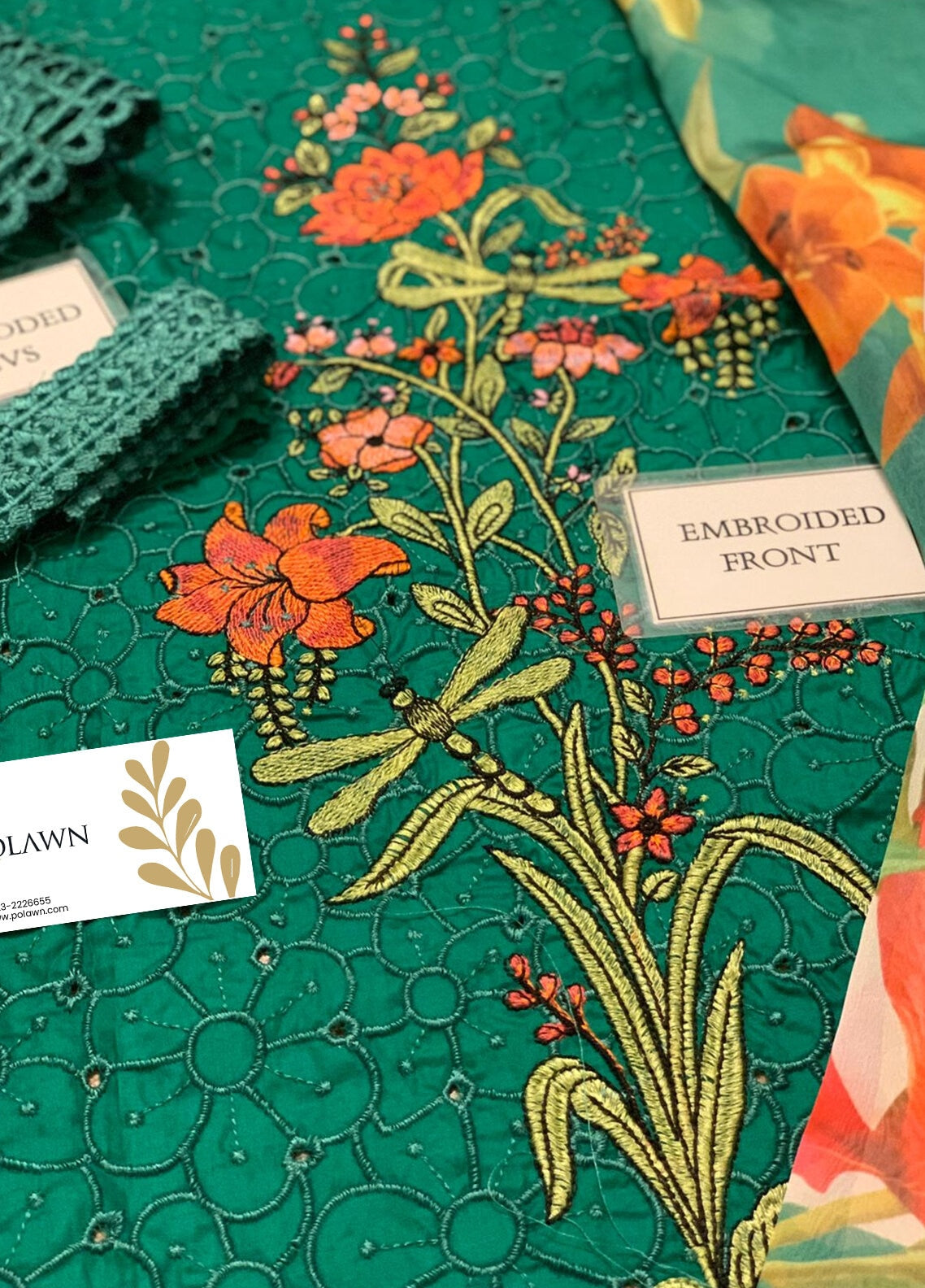 Embroidered Lawn 3 Piece Unstitched Suit MBL-D-2207-B-22 - Summer Collection