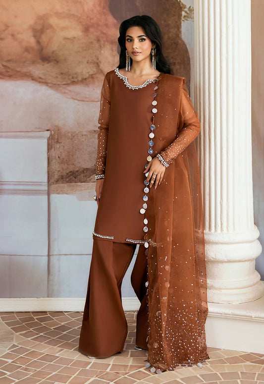 Embroidered Silk 3 Piece Unstitched Suit VV-SY-01-GOLDEN - Party Wear