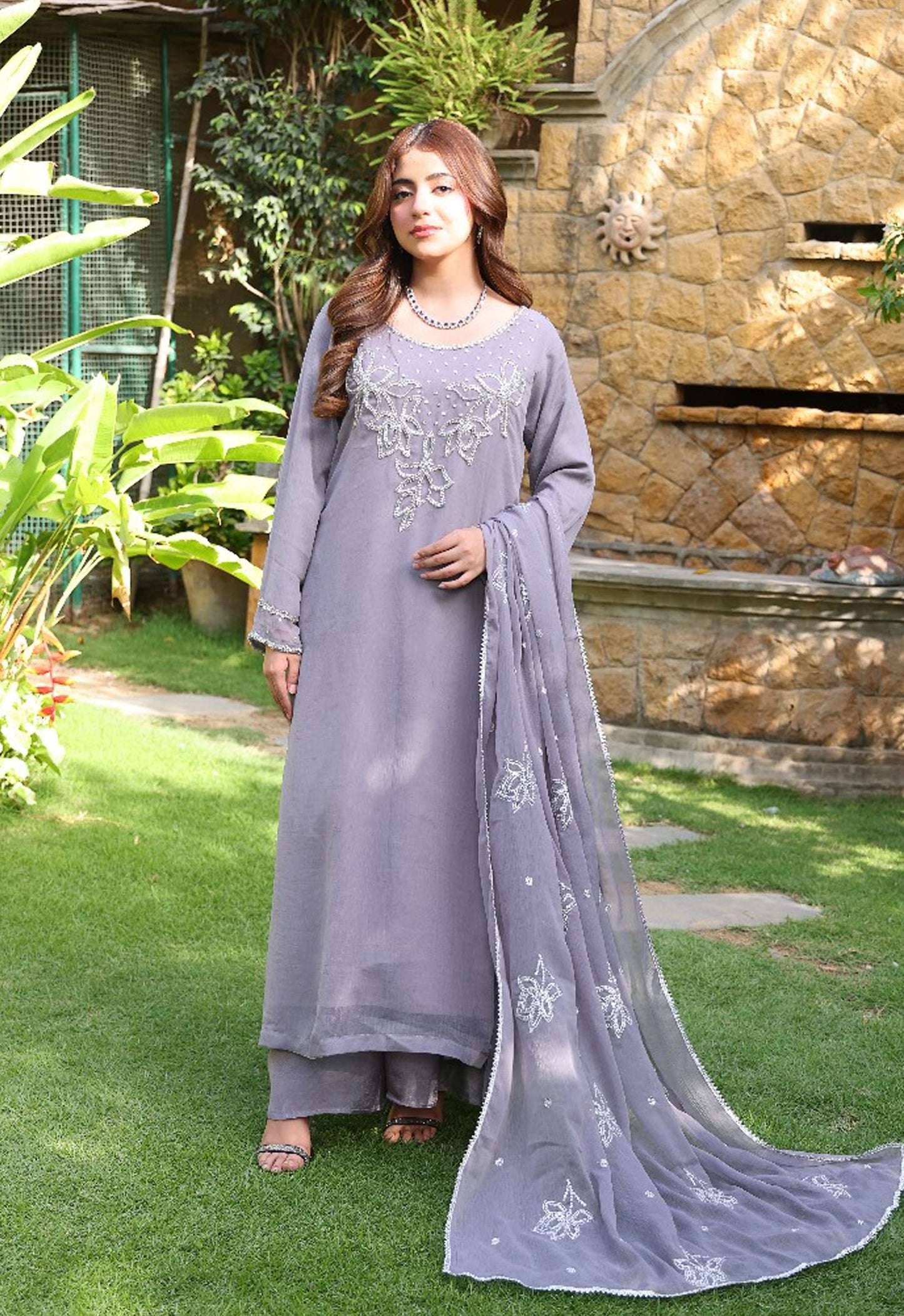 Embroidered Chiffon 3 Piece Unstitched Suit PD-25-445 - Party Wear