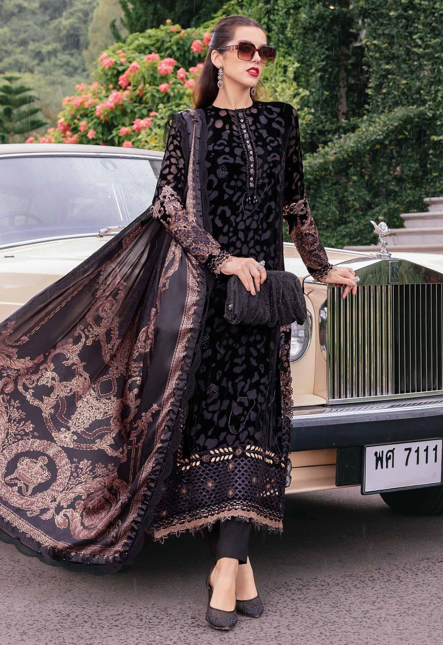 Embroidered Unstitched 3 Piece Velvet Suit MBL-WL-1301-25 - Party Wear