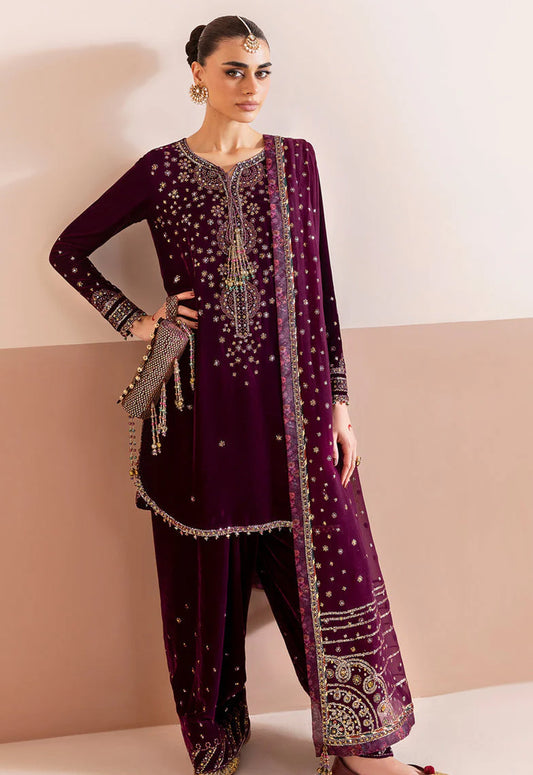 Embroidered Unstitched 3 Piece Velvet Suit JV-CVF-D05-25 - Party Wear