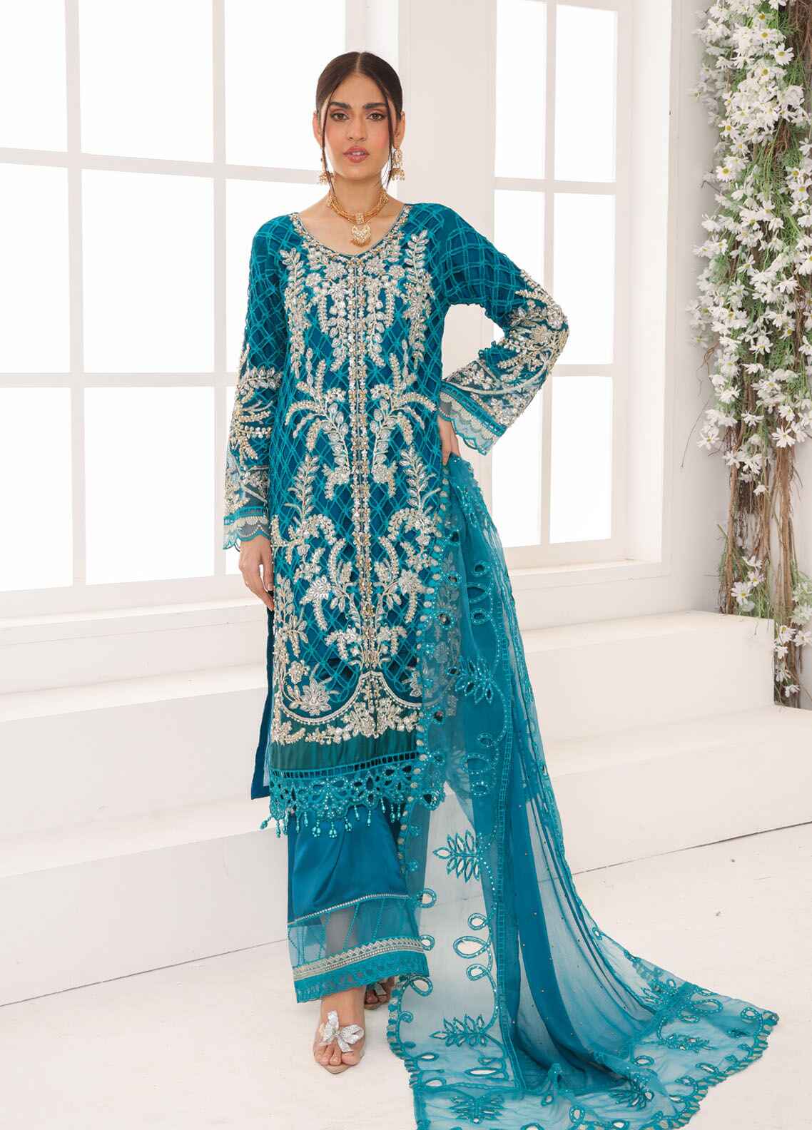 Shehnai By Polawn Embroidered Stitched 3 Piece Chiffon Suit PD-24-1002 - Ready to Wear