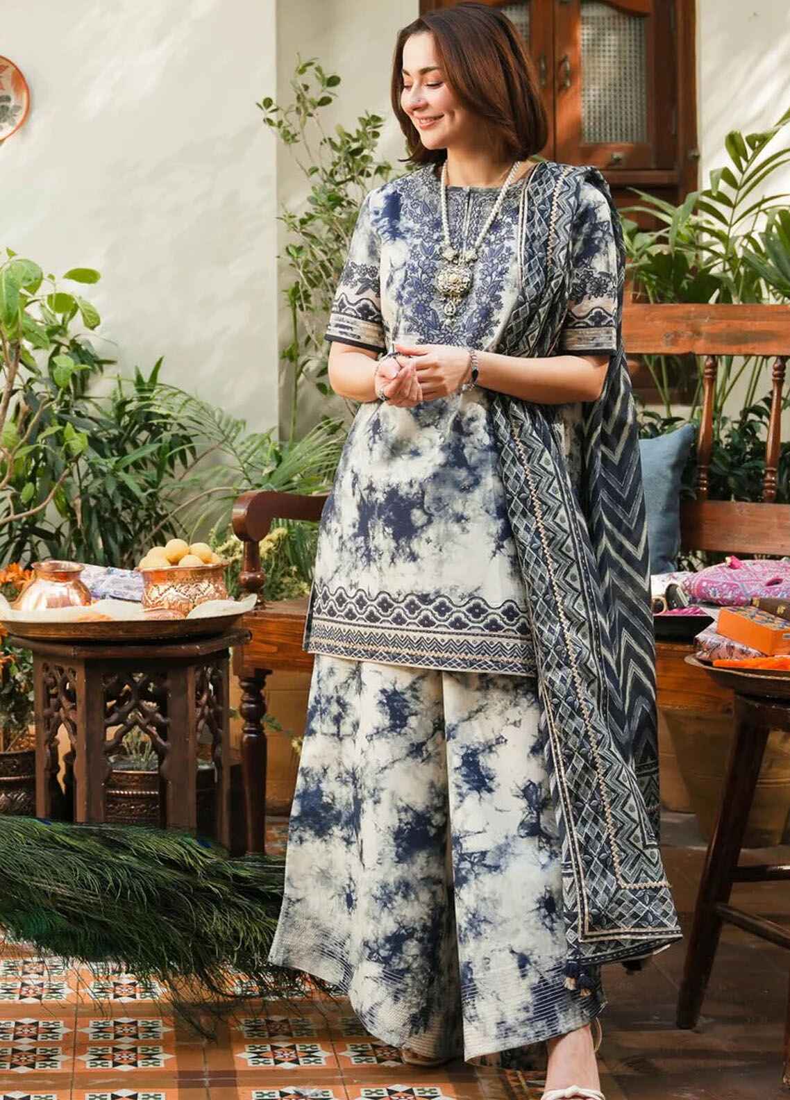 Embroidered Lawn 3 Piece Unstitched Suit SL-U3PE-DY25V2-10 - Summer Collection