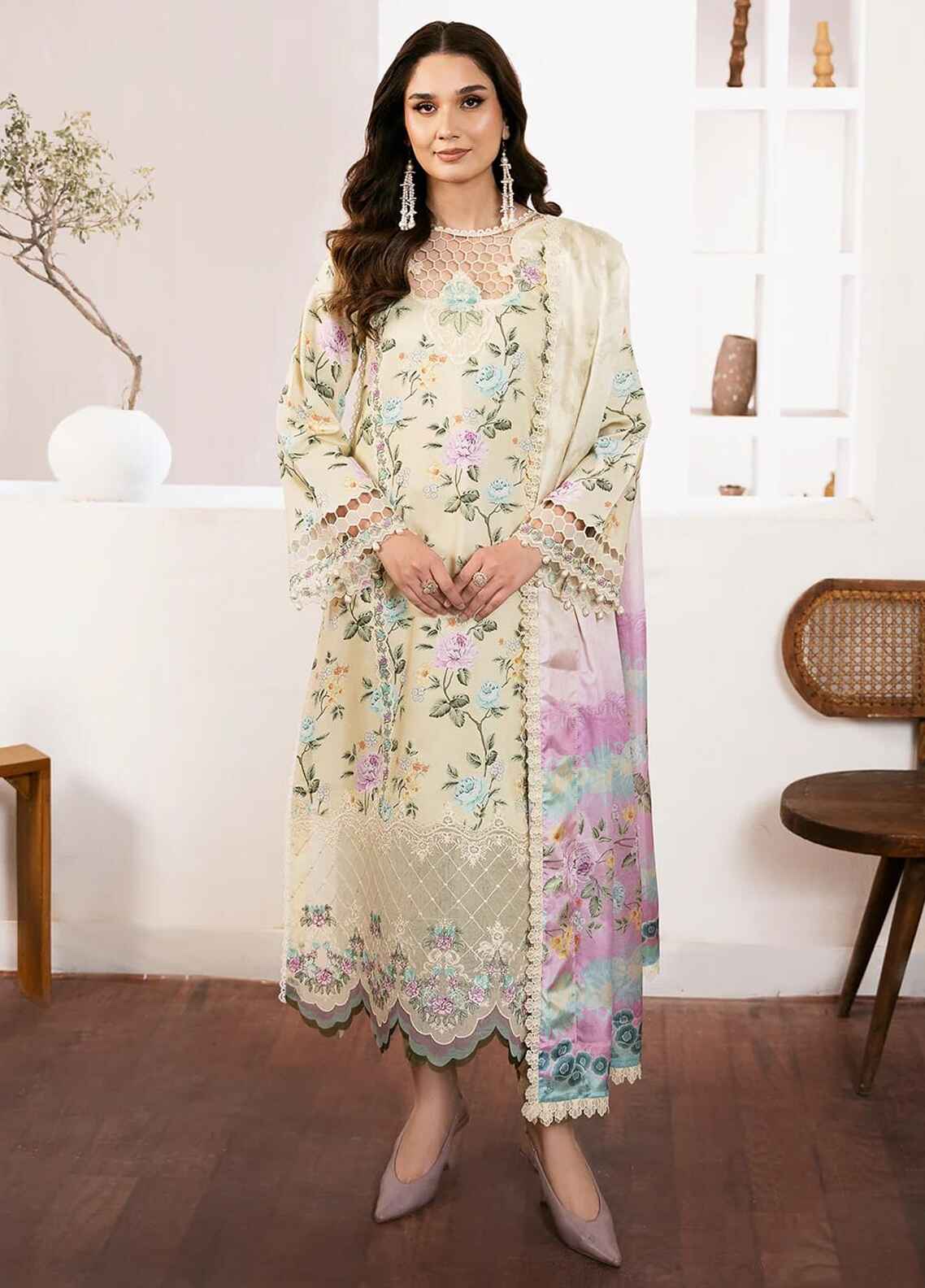 Embroidered Lawn 3 Piece Unstitched Suit BIL-71-B - Summer Collection