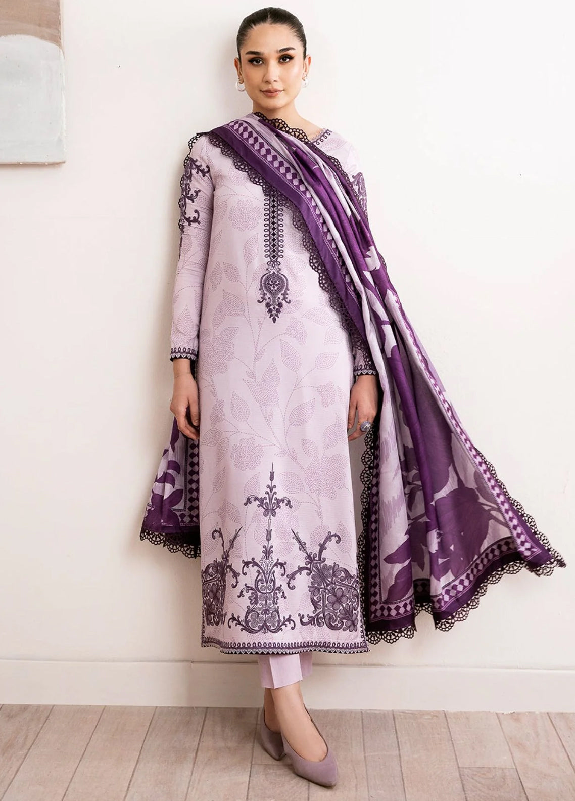 Embroidered Lawn 3 Piece Unstitched Suit BIL-73-A - Summer Collection