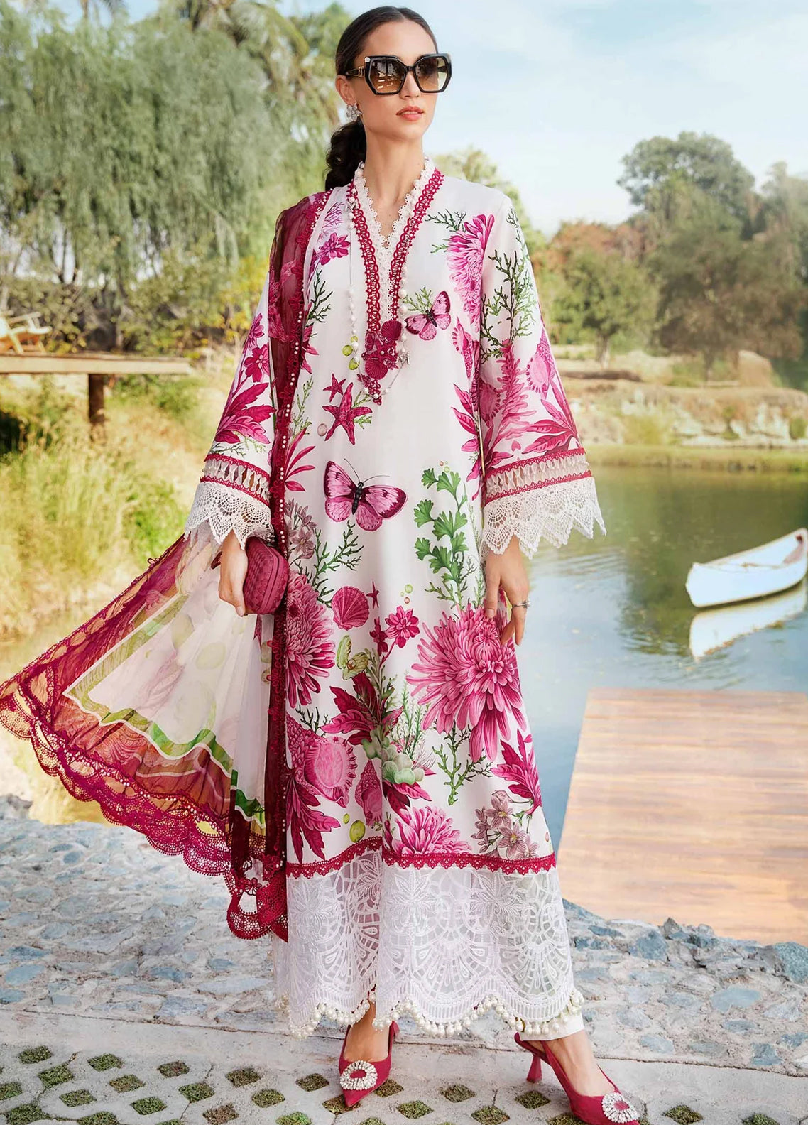 Embroidered Lawn 3 Piece Unstitched Suit MBL-MPT-2510-A-25 - Summer Collection