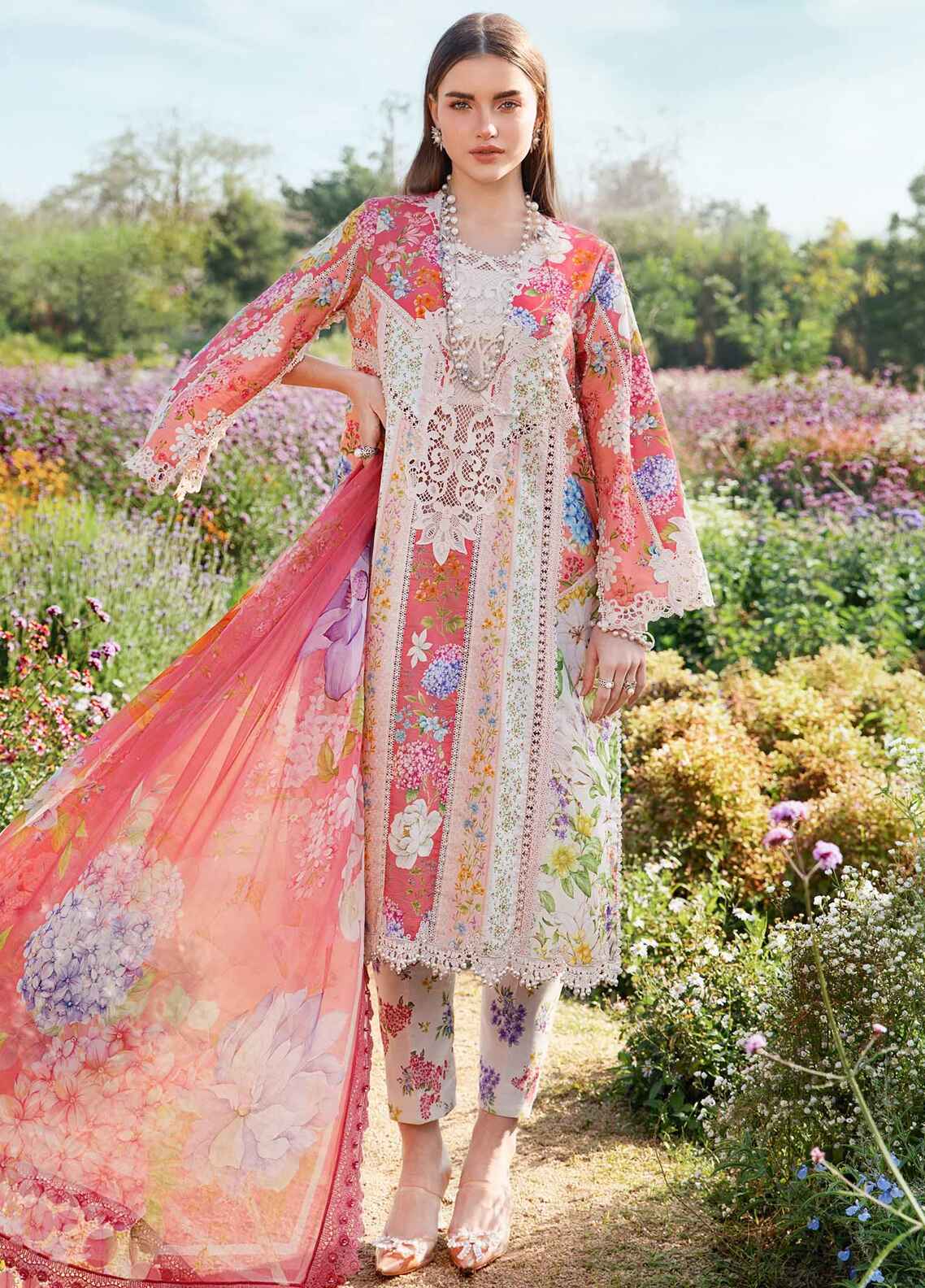 Embroidered Lawn 3 Piece Unstitched Suit MBL-MPT-2509-B-25 - Summer Collection