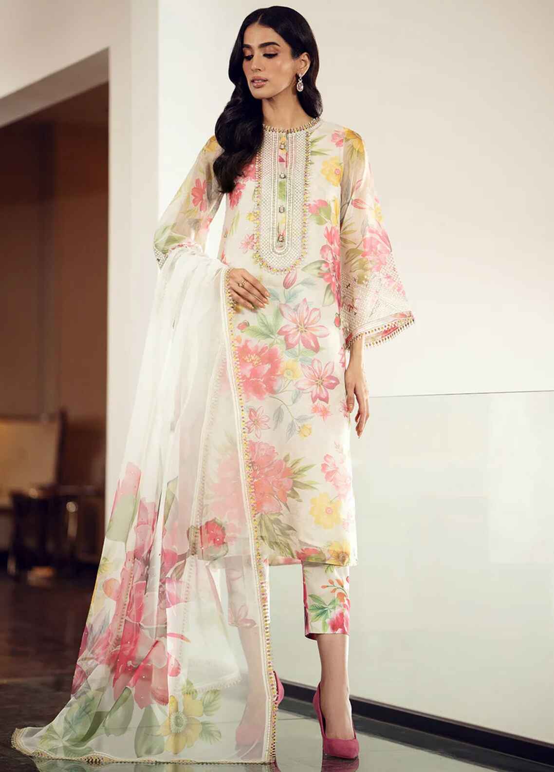 Embroidered Lawn 3 Piece Unstitched Suit BL-UF-510 - Summer Collection