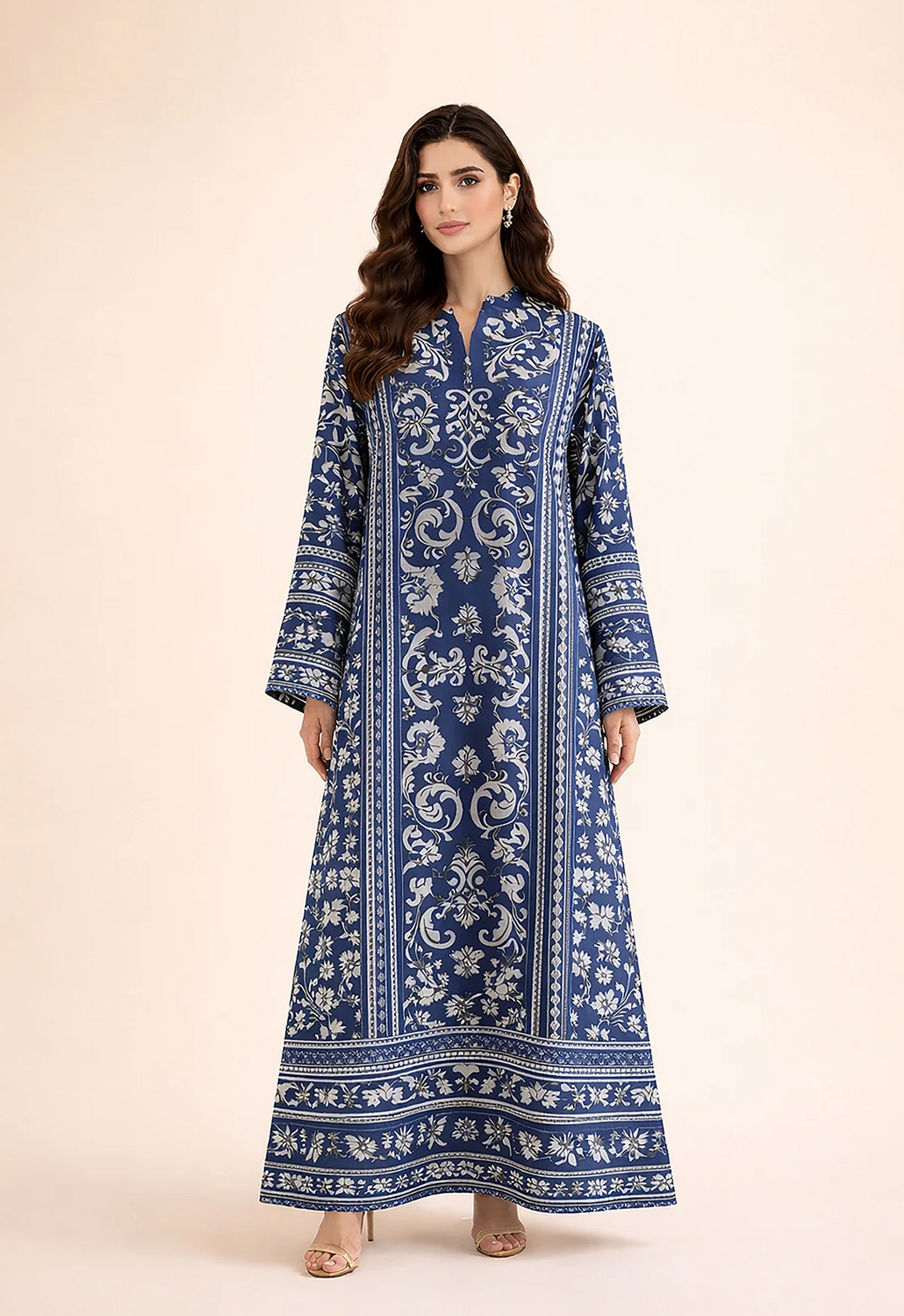 Embroidered Kaftaan Charmeuse Silk 2 Piece Unstitched Suit LK-OASIS- Party Wear