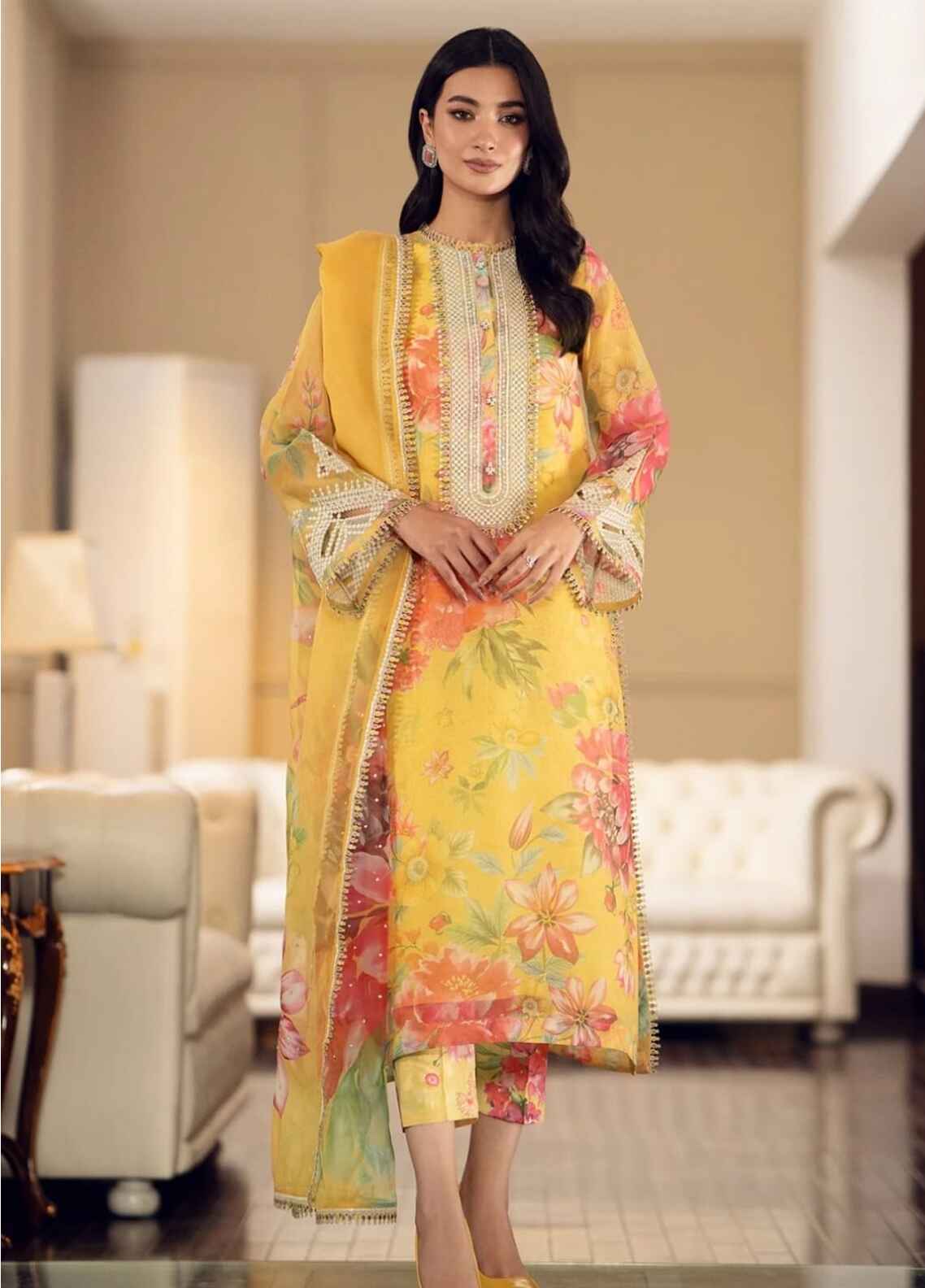 Embroidered Lawn 3 Piece Unstitched Suit BL-UF-509 - Summer Collection