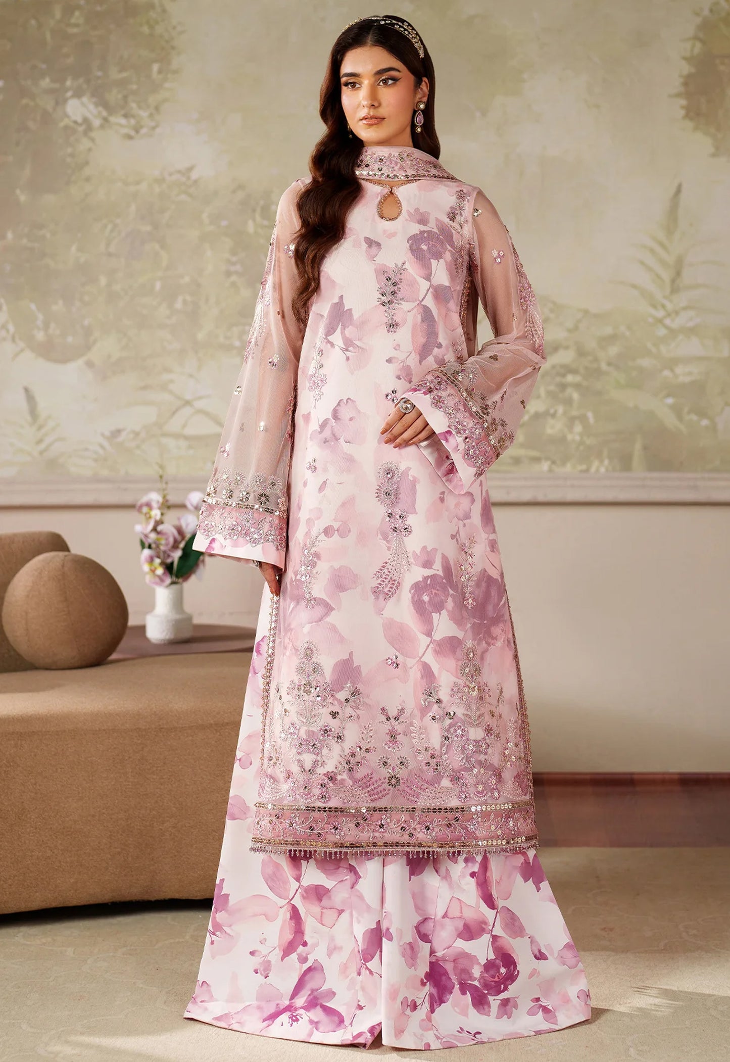 Embroidered Organza 3 Piece Semi Stitched Suit ZC-ZRF-ZPE-06-RAHMA - Party Wear