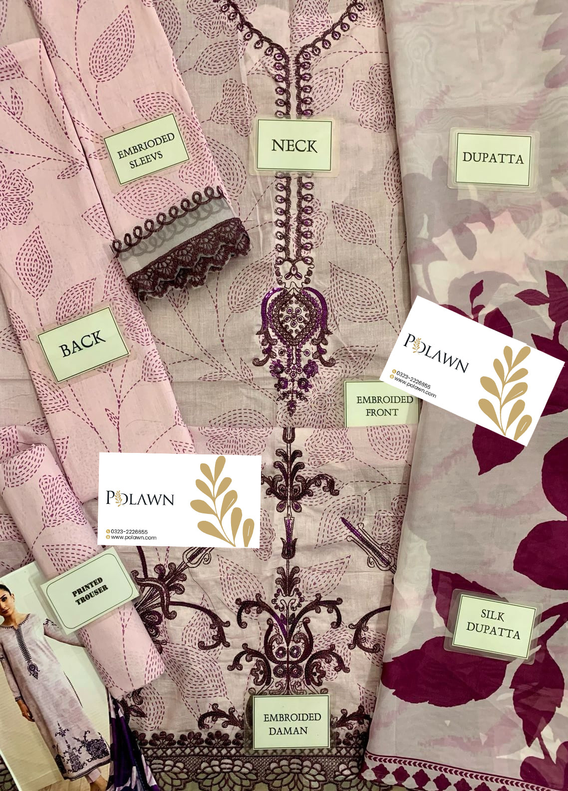 Embroidered Lawn 3 Piece Unstitched Suit BIL-73-A - Summer Collection