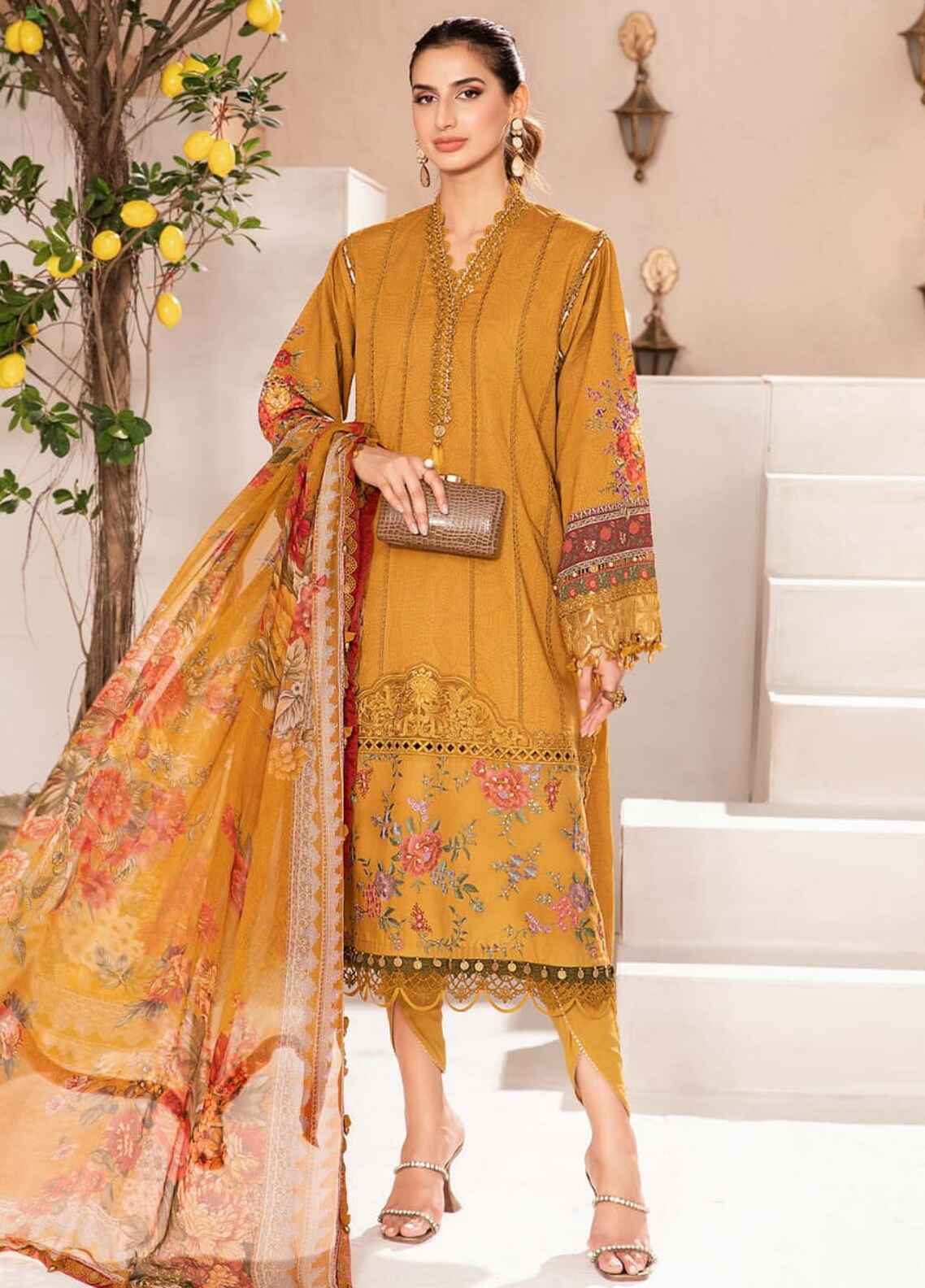 Embroidered Lawn 3 Piece Unstitched Suit MBL-MPT-2202-A-24 - Summer Collection