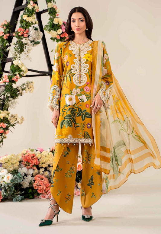 Embroidered Lawn 3 Piece Unstitched Suit MBL-MPT-2604-B-25 - Summer Collection