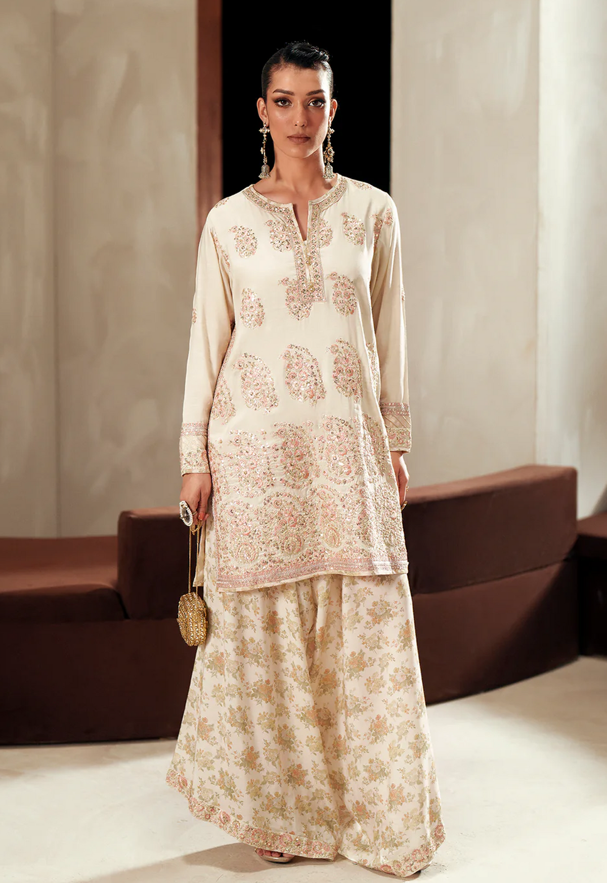Embroidered Raw Silk 3 Piece Unstitched Suit EK-HU-E1114/104/004 - Party Wear
