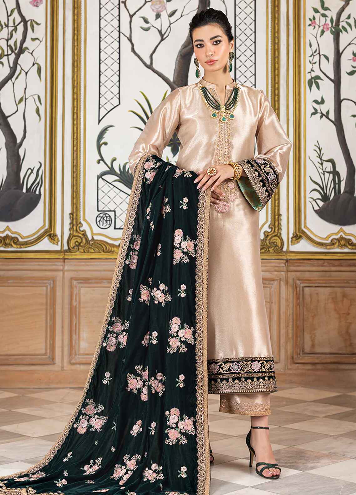 Embroidered Unstitched 3 Piece Organza Suit ZCV-D01-SARWANA-24 - Party Polawn Embroidered Unstitched 3 Piece Organza Suit ZCV-D01-SARWANA-24 - Party Polawn