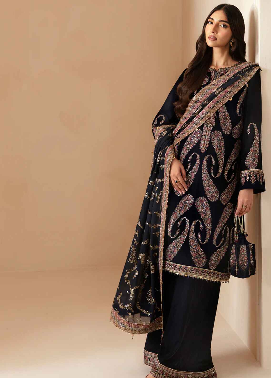 Embroidered Unstitched Piece Velvet Suit JV-VF-2024 Party Wear