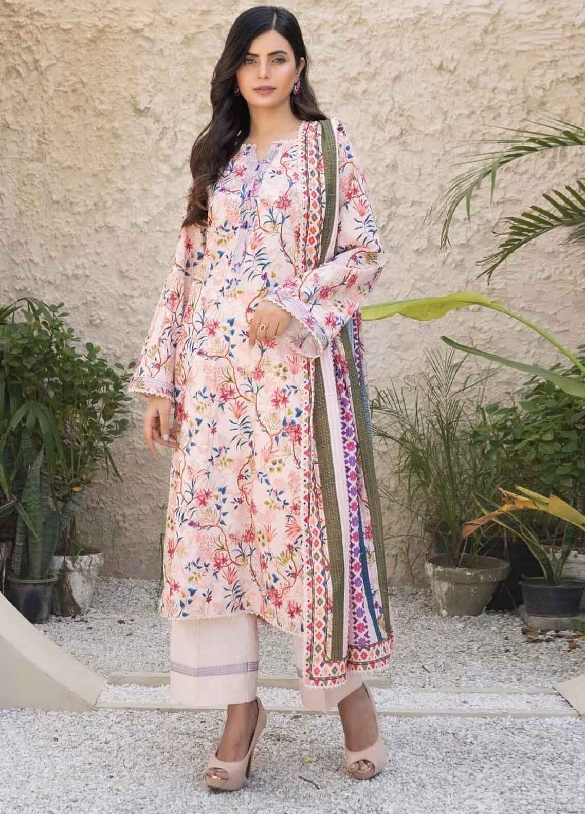 Printed Lawn 3 Piece Unstitched Suit FL-D706-24 - Summer Collection