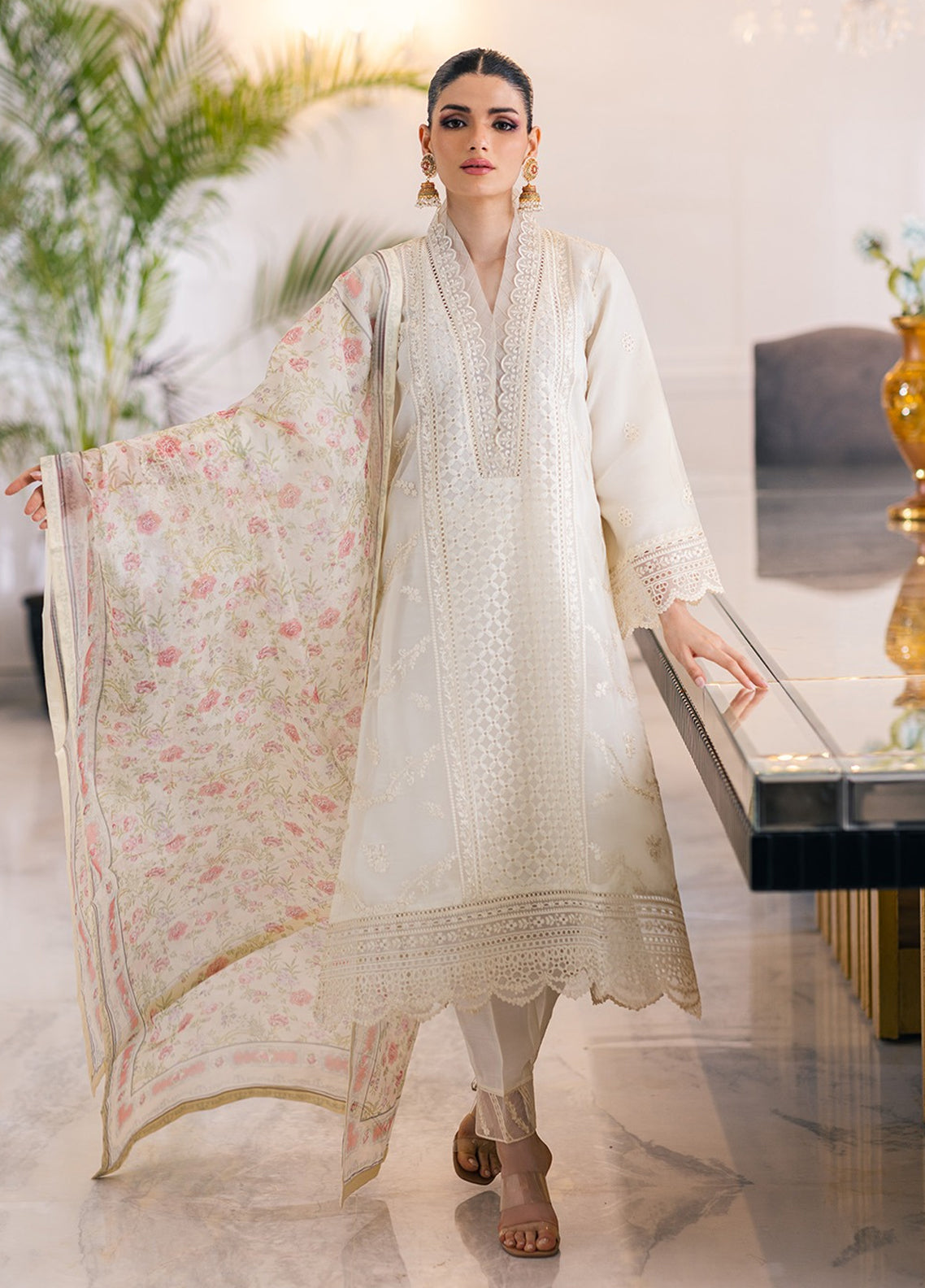 Embroidered Organza 3 Piece Unstitched Suit AC-Heaven Bliss-23-Party Wear