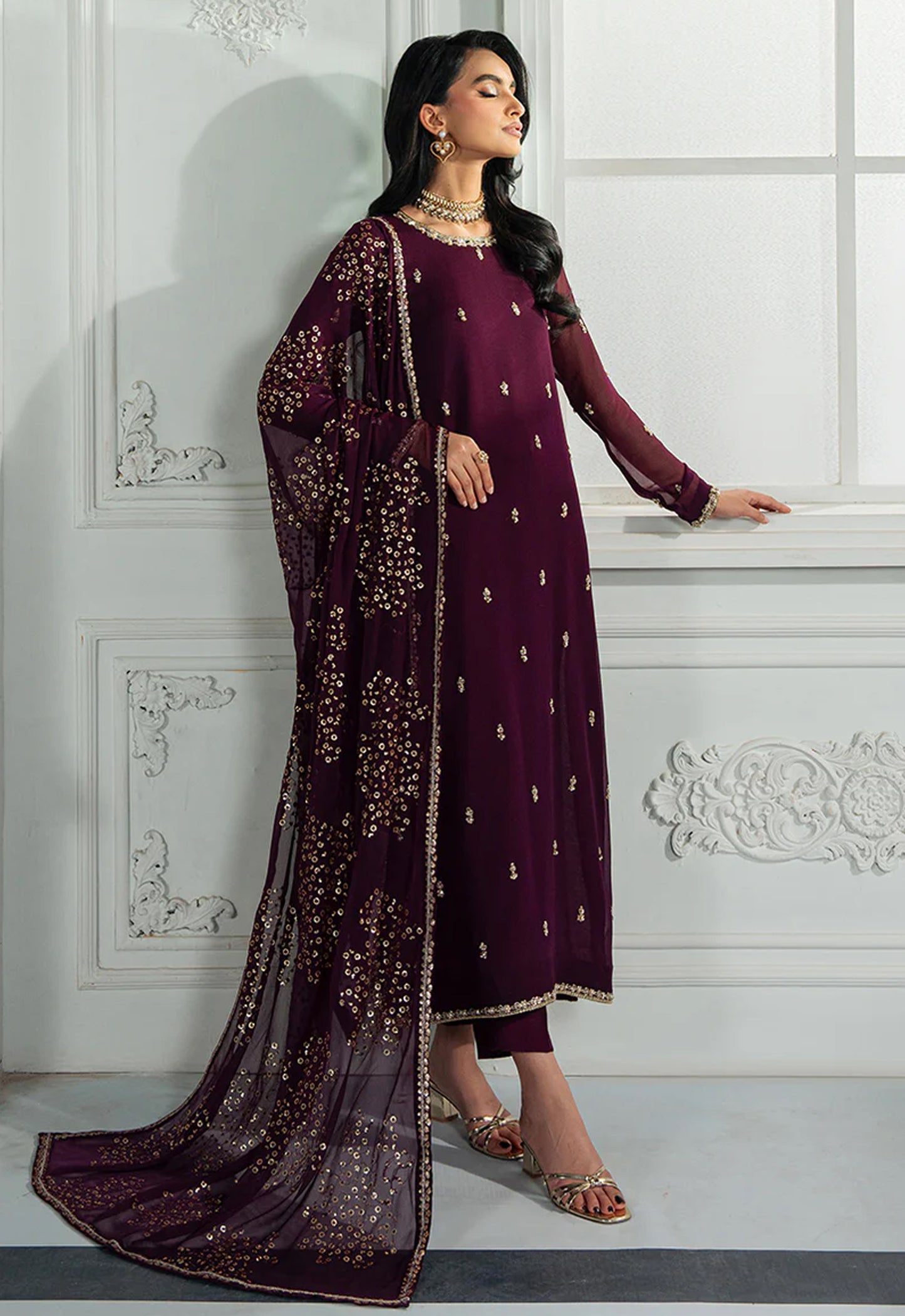 Embroidered Chiffon 3 Piece Unstitched Suit ZC-ZRF-EMC-15 - Party Wear