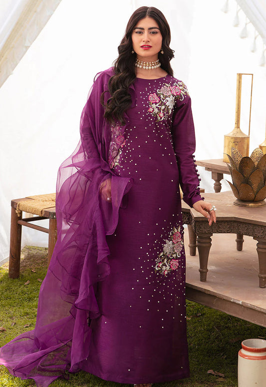 Embroidered Silk 3 Piece Unstitched Suit VV-MF-05 - Party Wear