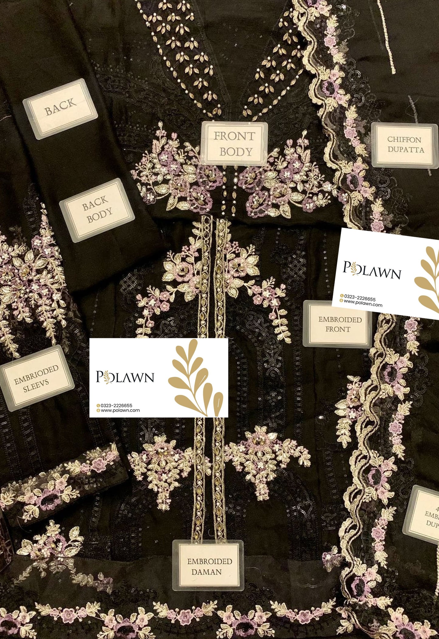 Embroidered Chiffon 3 Piece Unstitched Suit MBC-BD-3004-25 - Party Wear