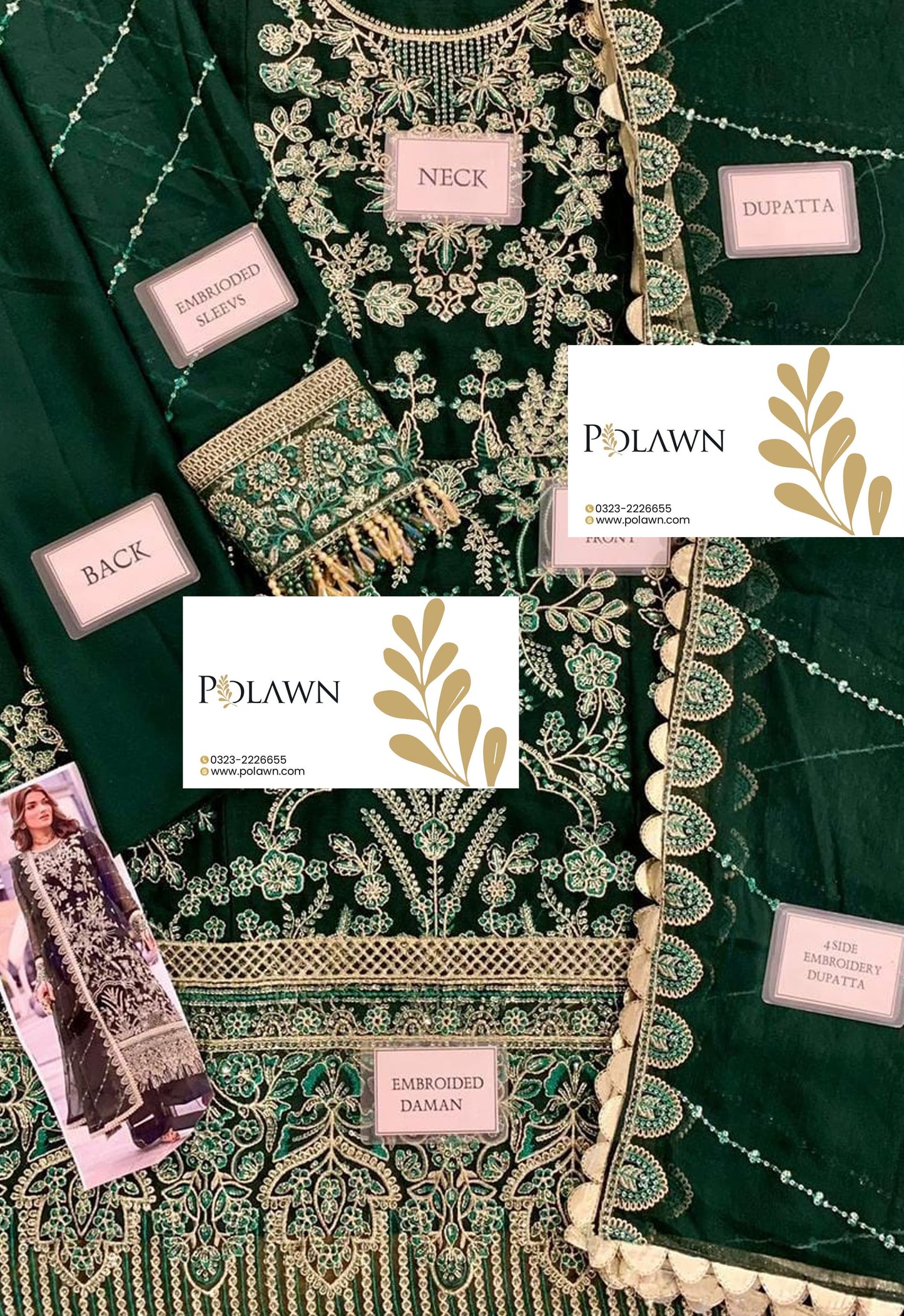 Embroidered Chiffon 3 Piece Unstitched Suit SC-CT 25004-25 - Party Wear