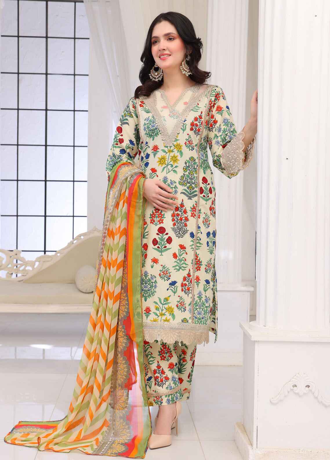 Bahar By Polawn Printed Stitched 3 Piece Lawn Suit PD-25-201-A Ready to Wear