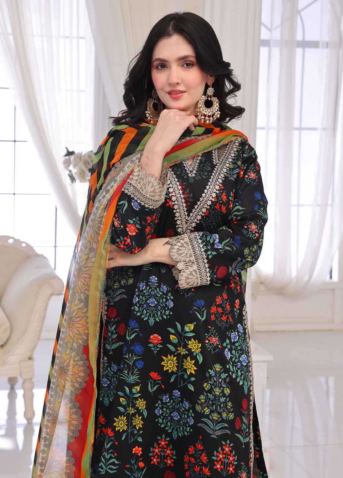 Bahar By Polawn Printed Stitched 3 Piece Lawn Suit PD-25-201-B Ready to Wear