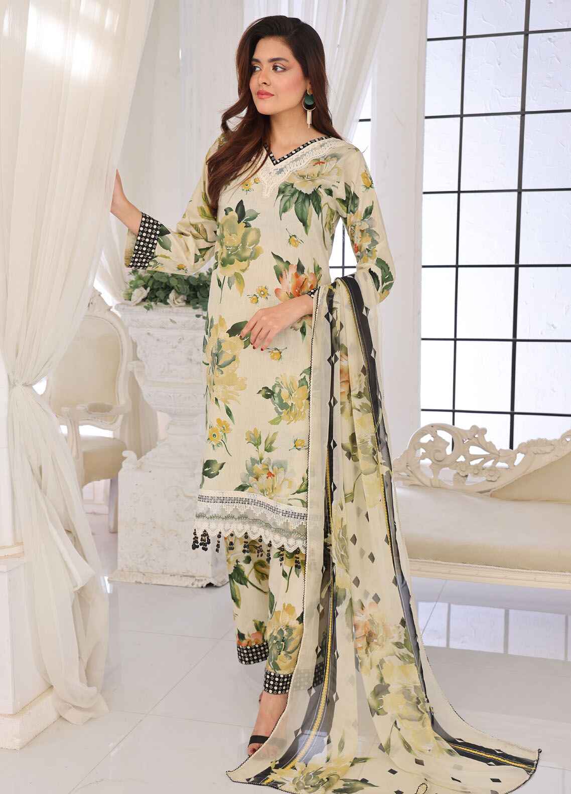 Bahar By Polawn Printed Stitched 3 Piece Lawn Suit PD-25-205-A Ready to Wear