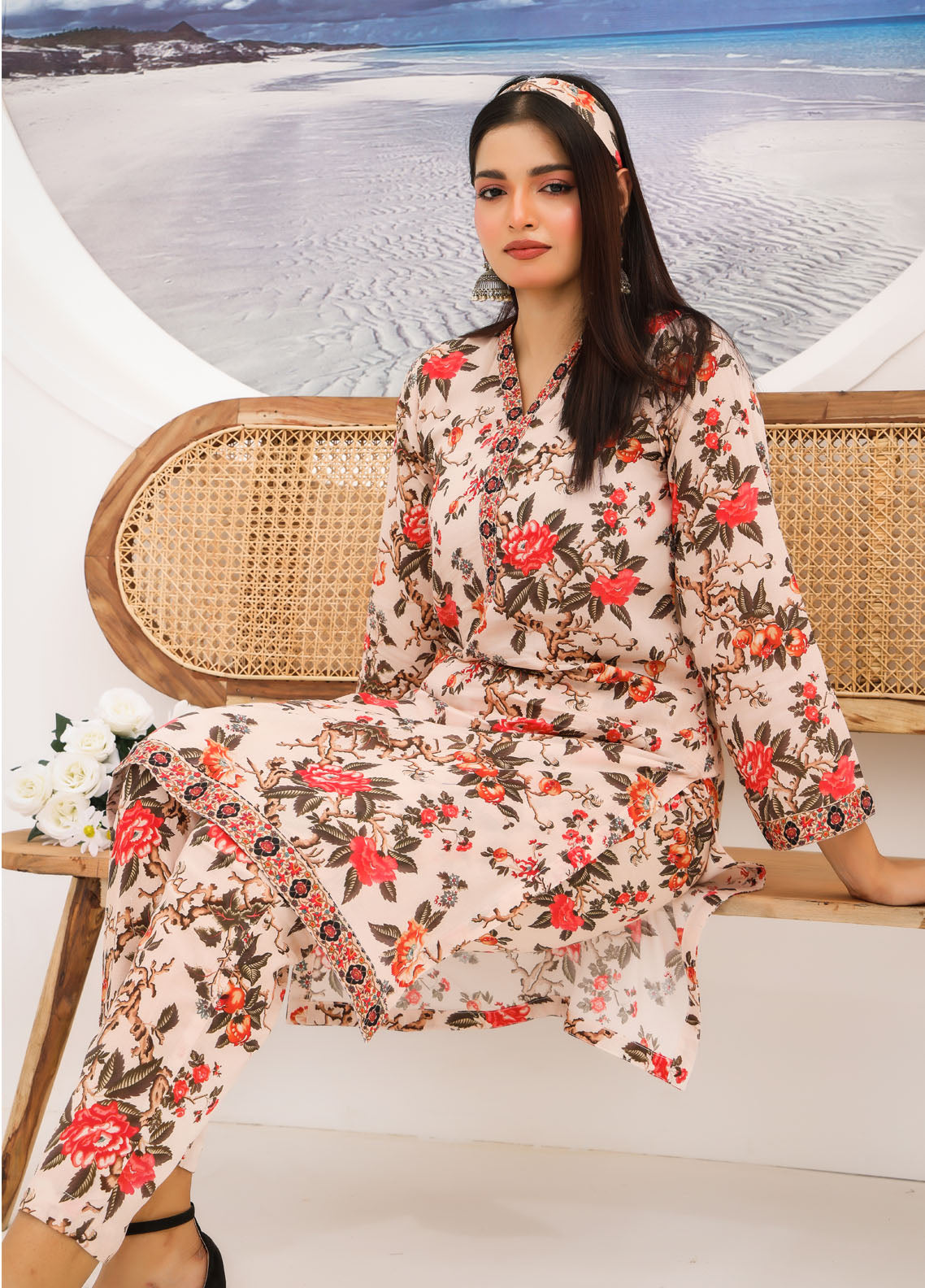 Luxe By Polawn Embroidered Unstitched 2 Piece Lawn Suit PL-24-101-Cords Set