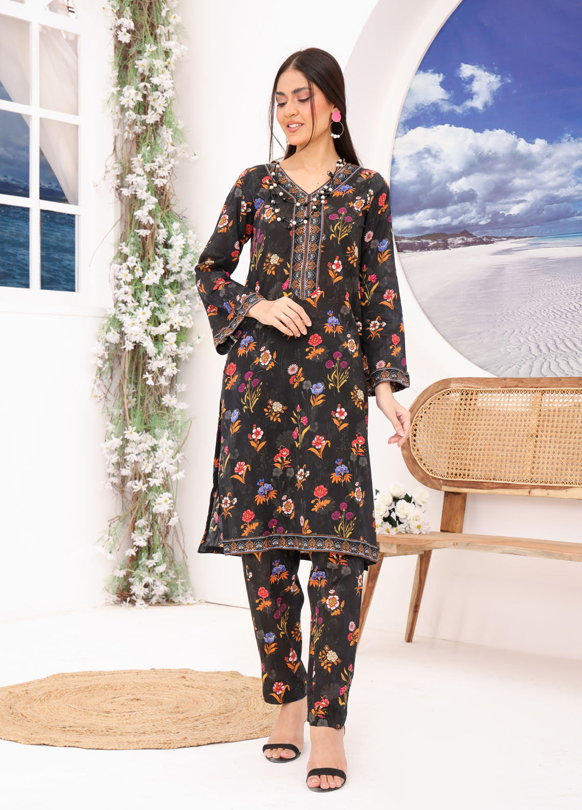 Luxe By Polawn Embroidered Unstitched 2 Piece Lawn Suit PL-24-103-Cords Set