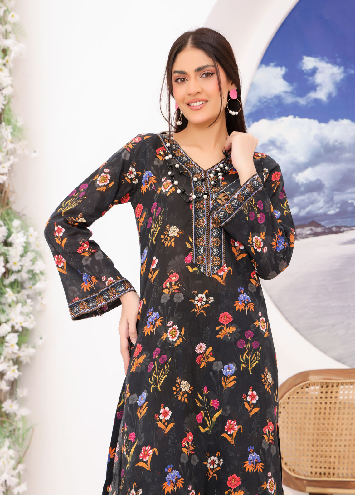 Luxe By Polawn Embroidered Unstitched 2 Piece Lawn Suit PL-24-103-Cords Set