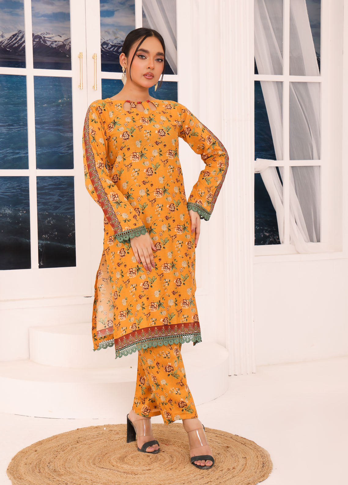 Luxe By Polawn Embroidered Unstitched 2 Piece Lawn Suit PL-24-109-Cords Set