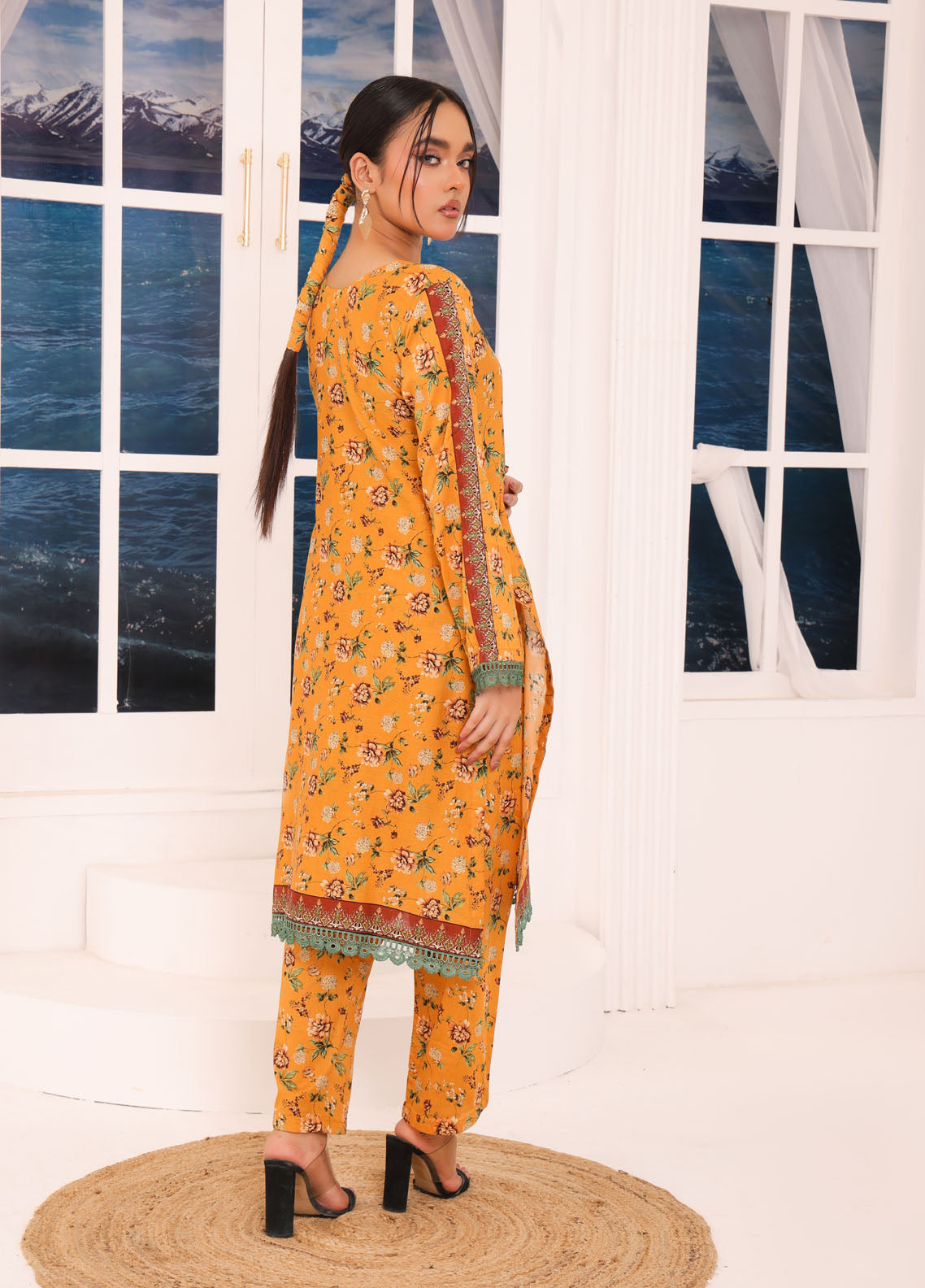 Luxe By Polawn Embroidered Unstitched 2 Piece Lawn Suit PL-24-109-Cords Set