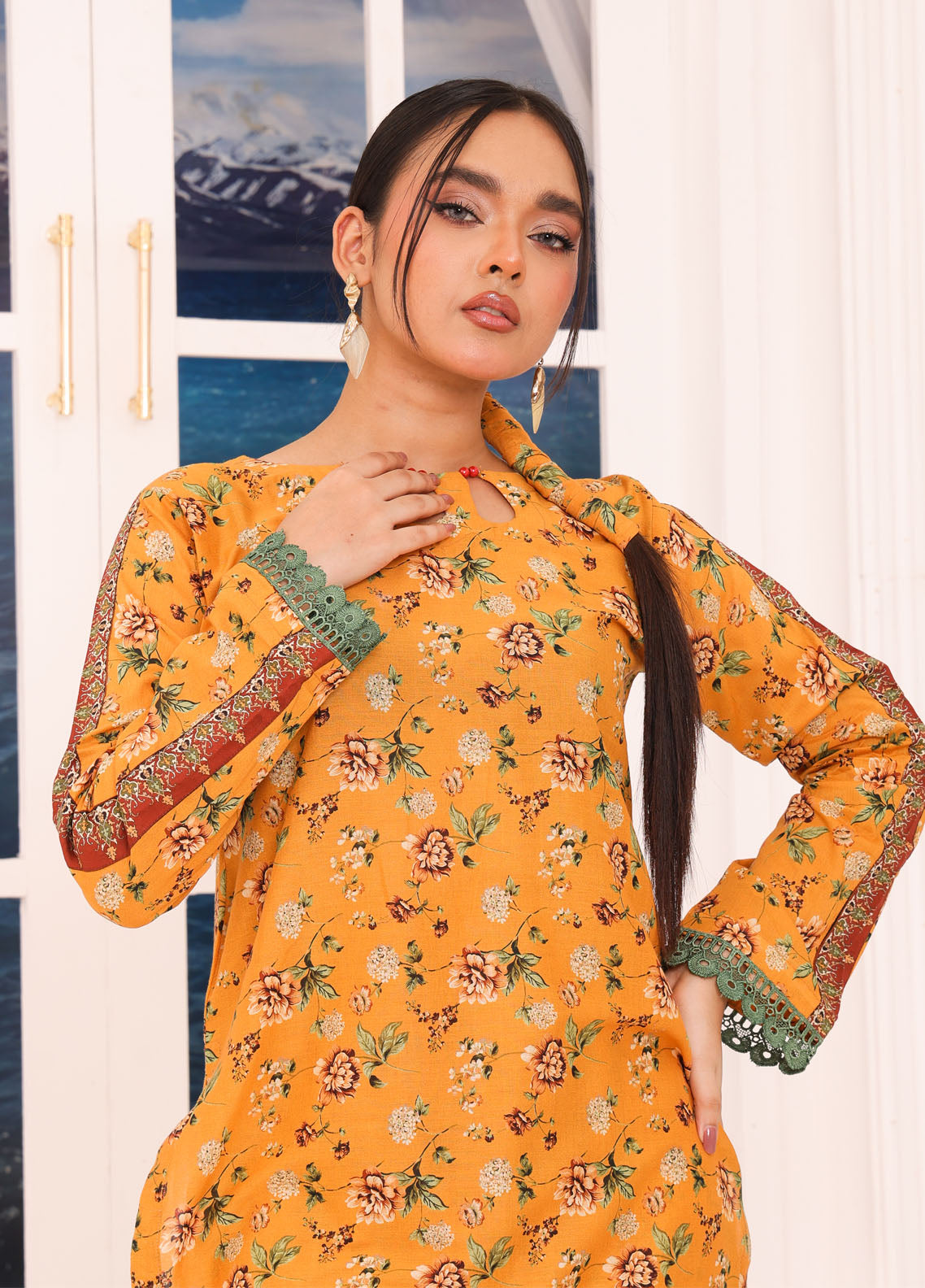 Luxe By Polawn Embroidered Unstitched 2 Piece Lawn Suit PL-24-109-Cords Set