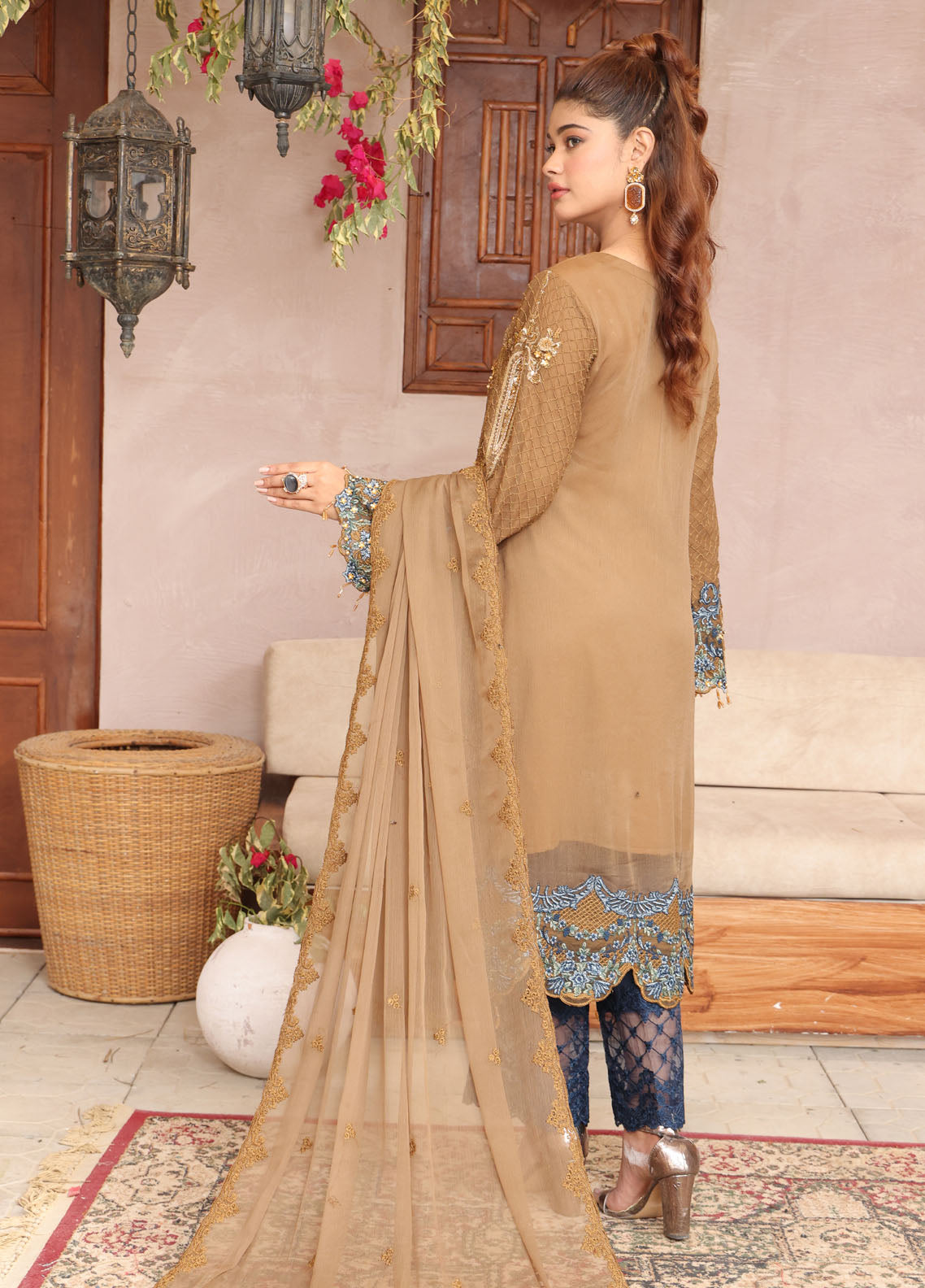 Arzoo By Polawn Embroidered Stitched 3 Piece Chiffon Suit PD-24-703-Ready to Wear