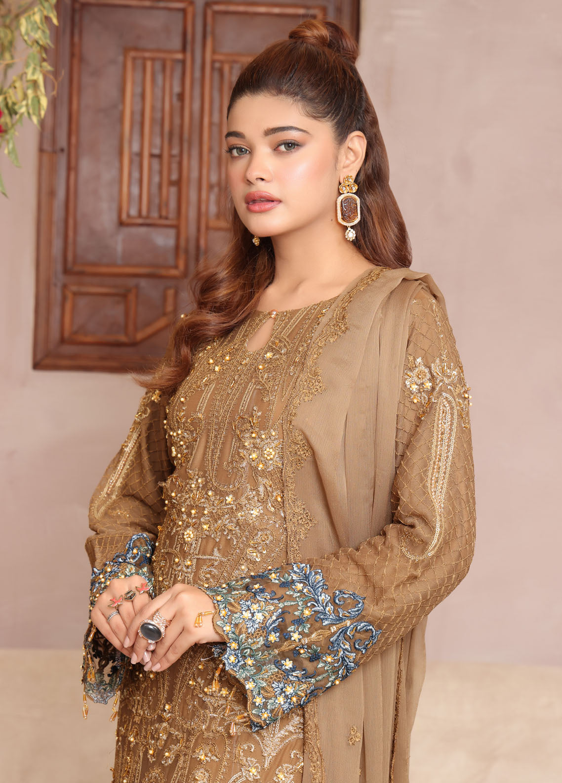 Arzoo By Polawn Embroidered Stitched 3 Piece Chiffon Suit PD-24-703-Ready to Wear