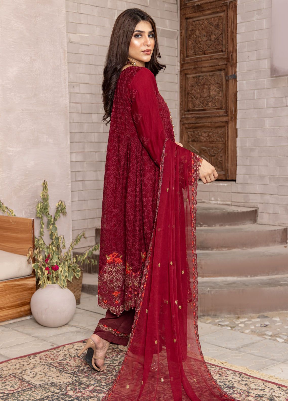 Arzoo By Polawn Embroidered Stitched 3 Piece Chiffon Suit PD-24-705-Ready to Wear