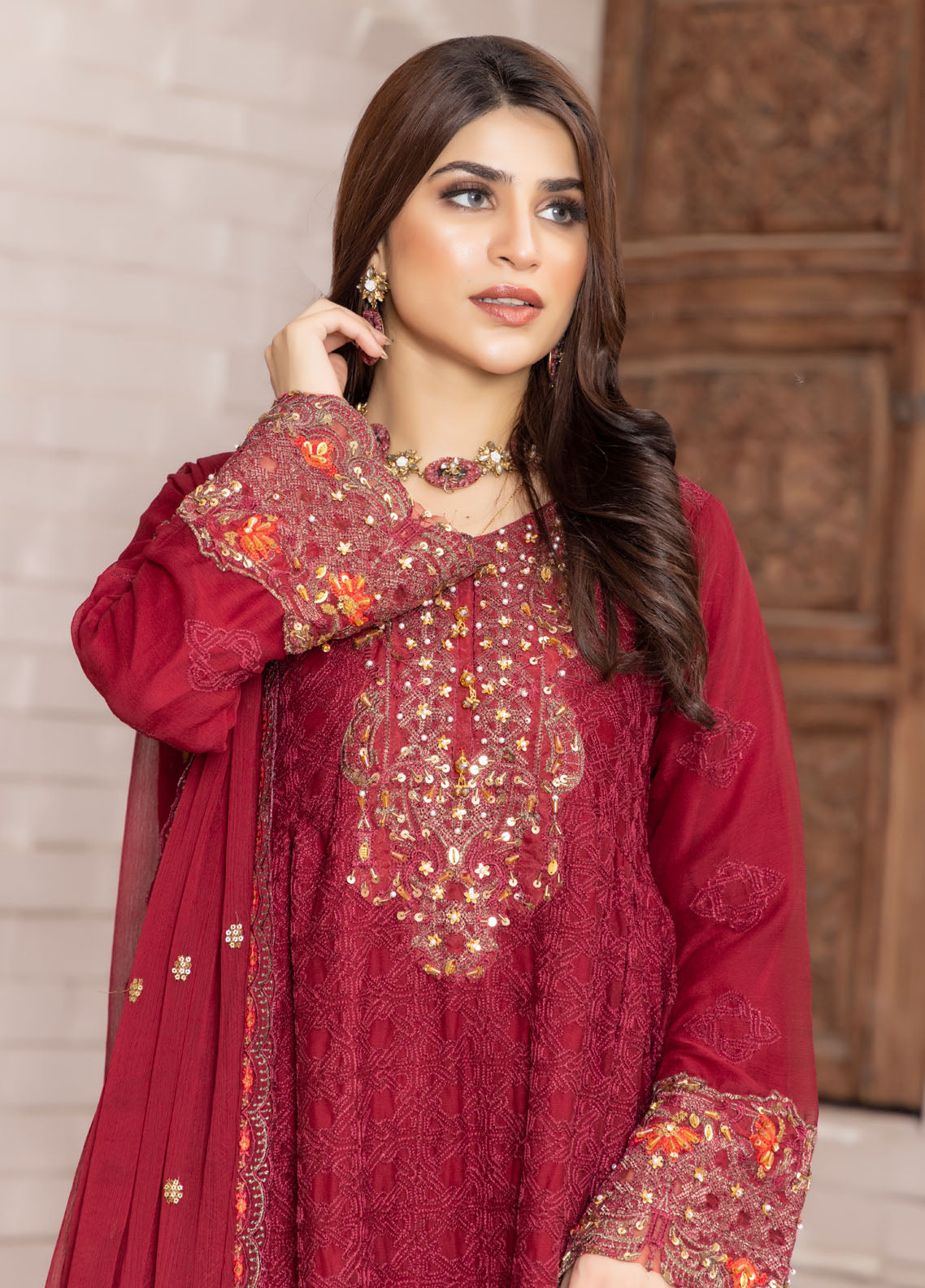 Arzoo By Polawn Embroidered Stitched 3 Piece Chiffon Suit PD-24-705-Ready to Wear