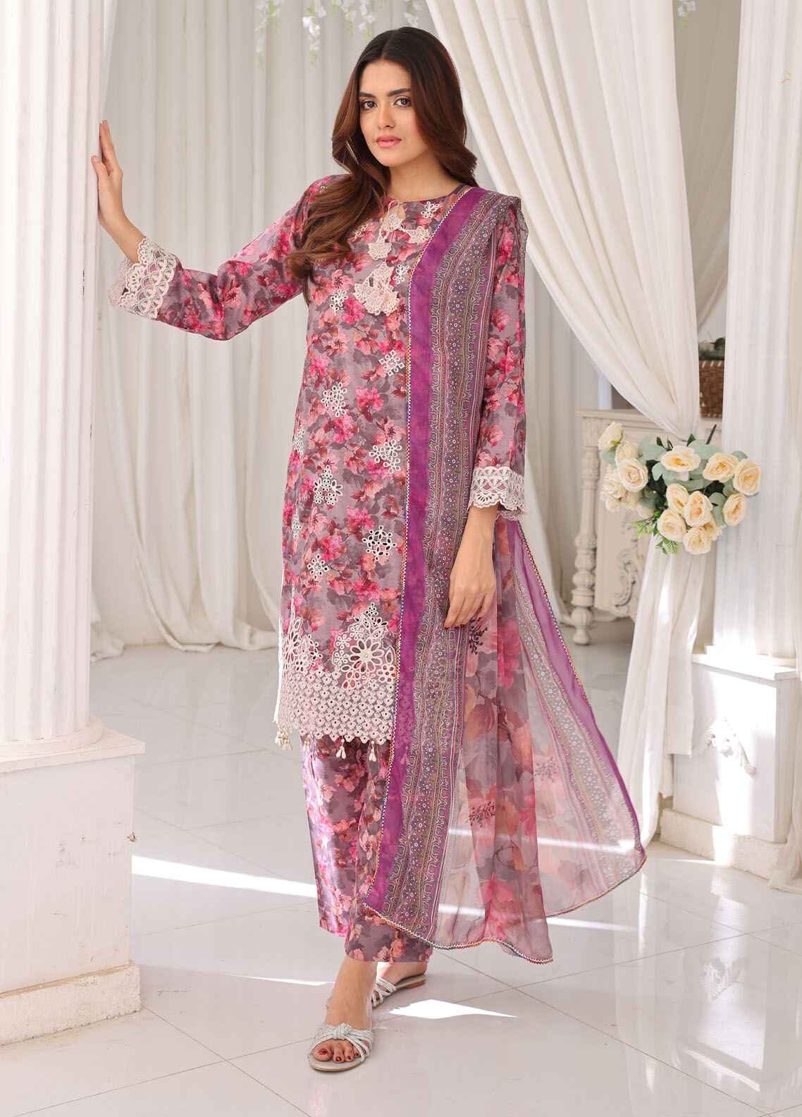 Gulzar By Polawn Printed Stitched 3 Piece Lawn Suit PD-25-302 - Ready to Wear