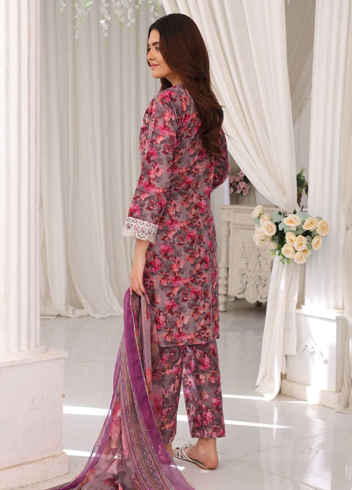 Gulzar By Polawn Printed Stitched 3 Piece Lawn Suit PD-25-302 - Ready to Wear