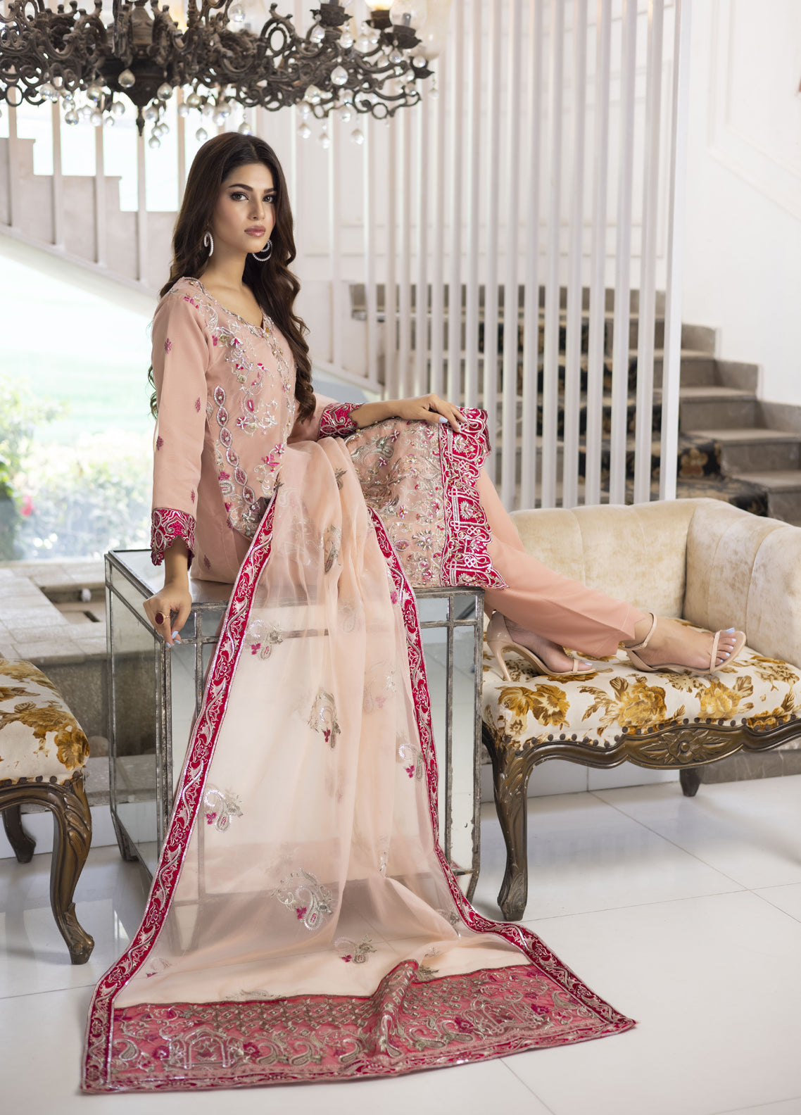 Aashiyan By Polawn Embroidered Stitched 3 Piece Organza Suit PD-23-206 Ready to Wear