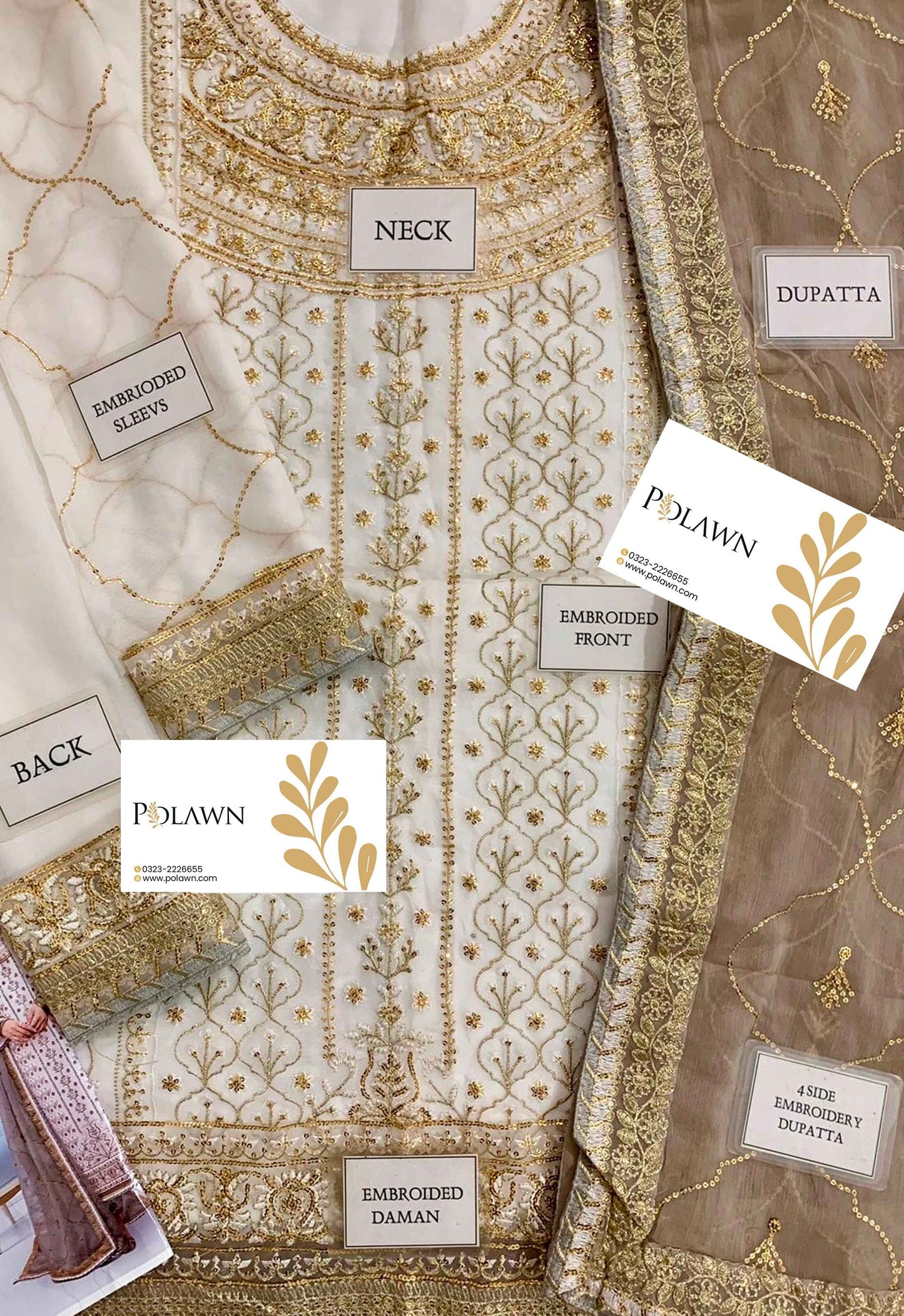 Embroidered Chiffon 3 Piece Unstitched Suit AJCF-D17-25 - Party Wear