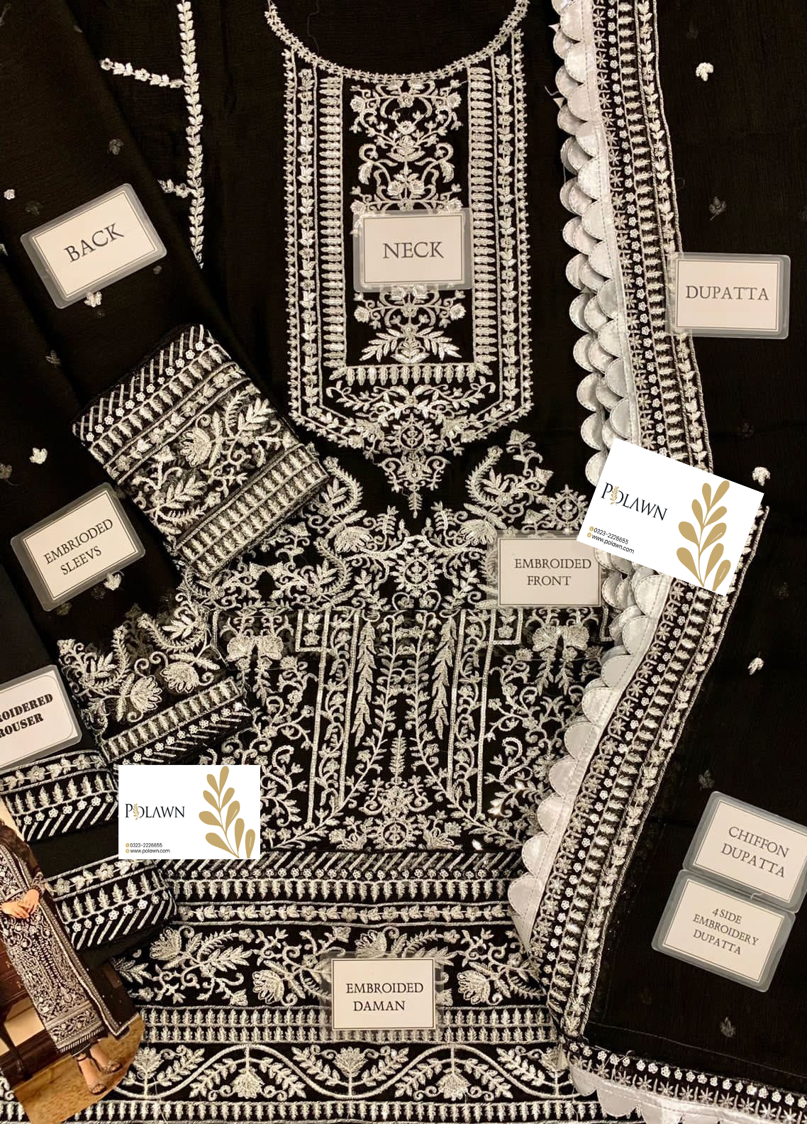 Embroidered Chiffon 3 Piece Unstitched Suit AJJMC-D21-23 -Party Wear