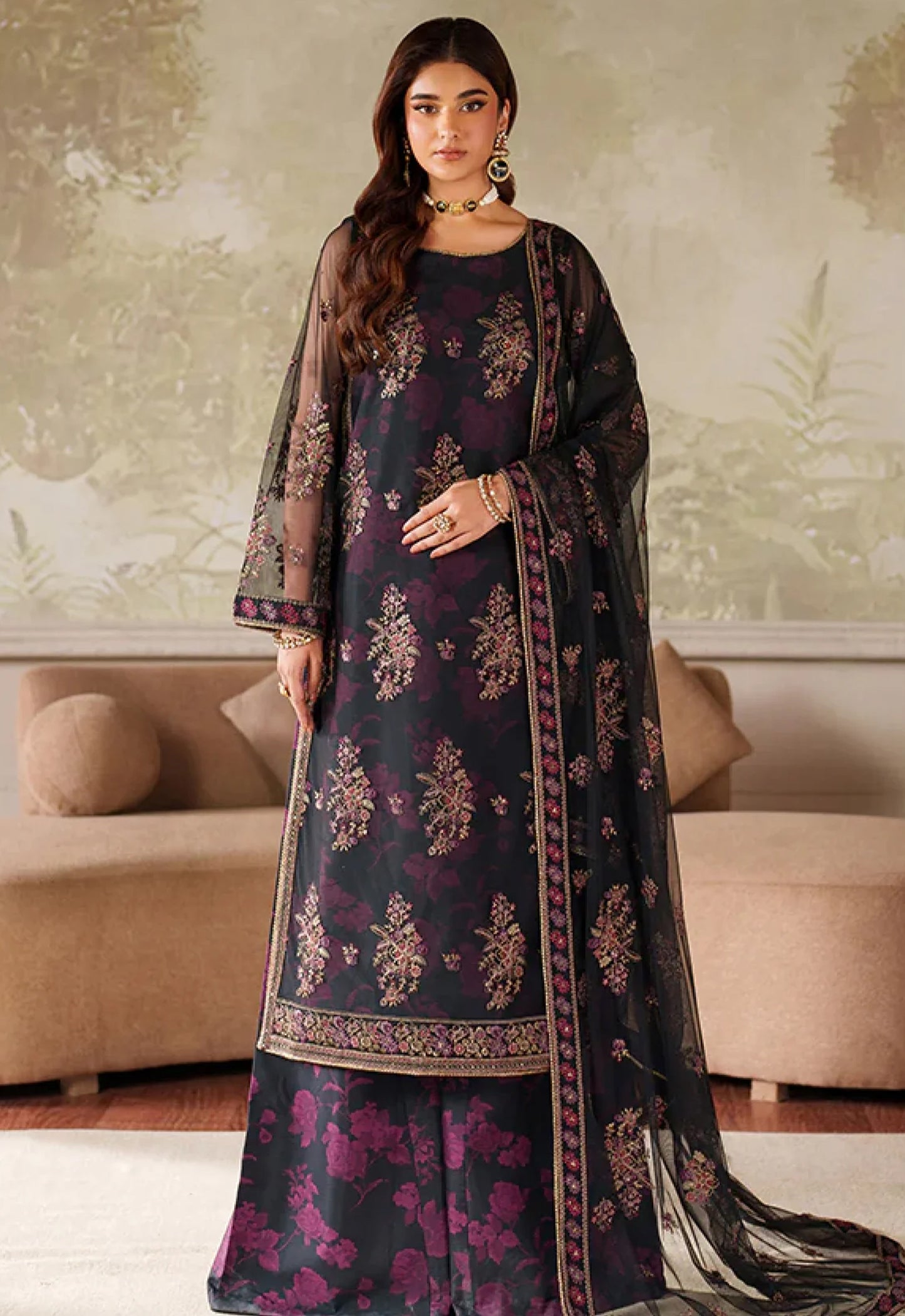 Embroidered Unstitched 3 Piece Net Suit ZC-ZRF-ZPE-05-ASHAAL - Party Wear