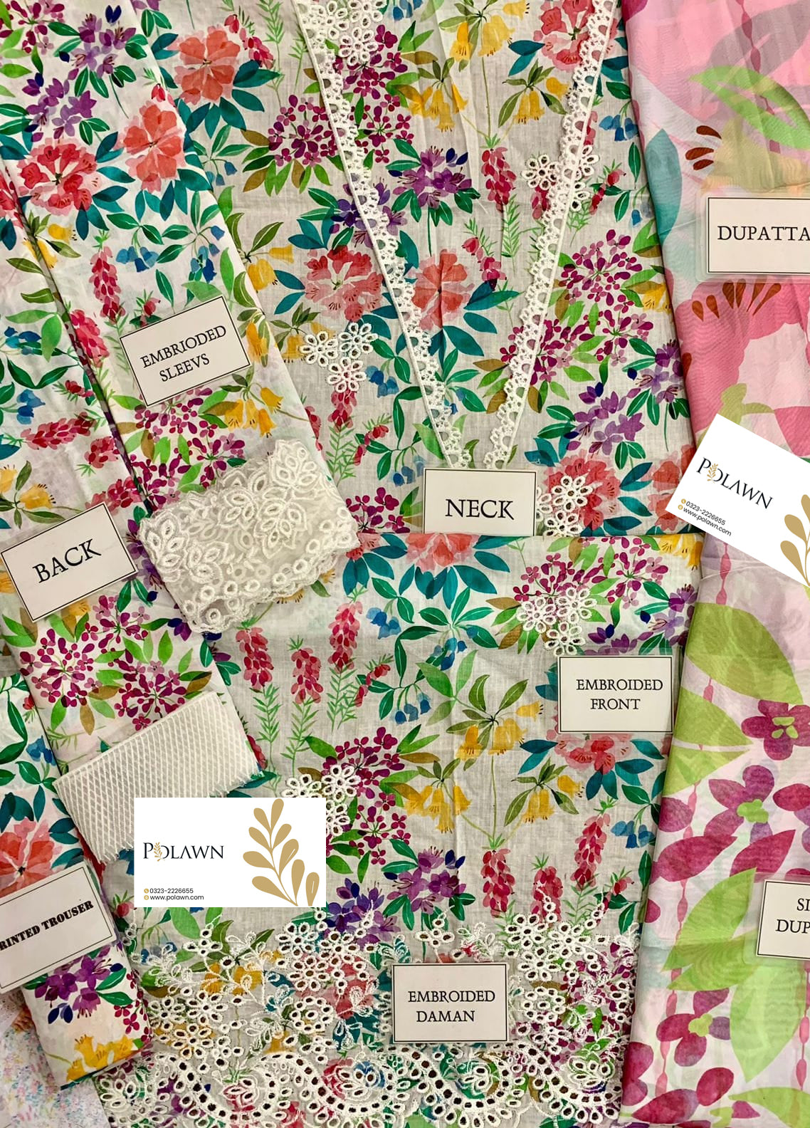 Embroidered Lawn 3 Piece Unstitched Suit AL-VANILLA-24 - Summer Collection