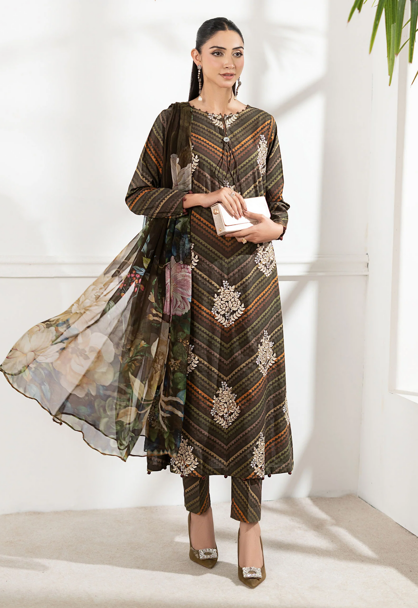 Embroidered Lawn 3 Piece Unstitched Suit MBL-MPT-2705-B-25 - Summer Collection